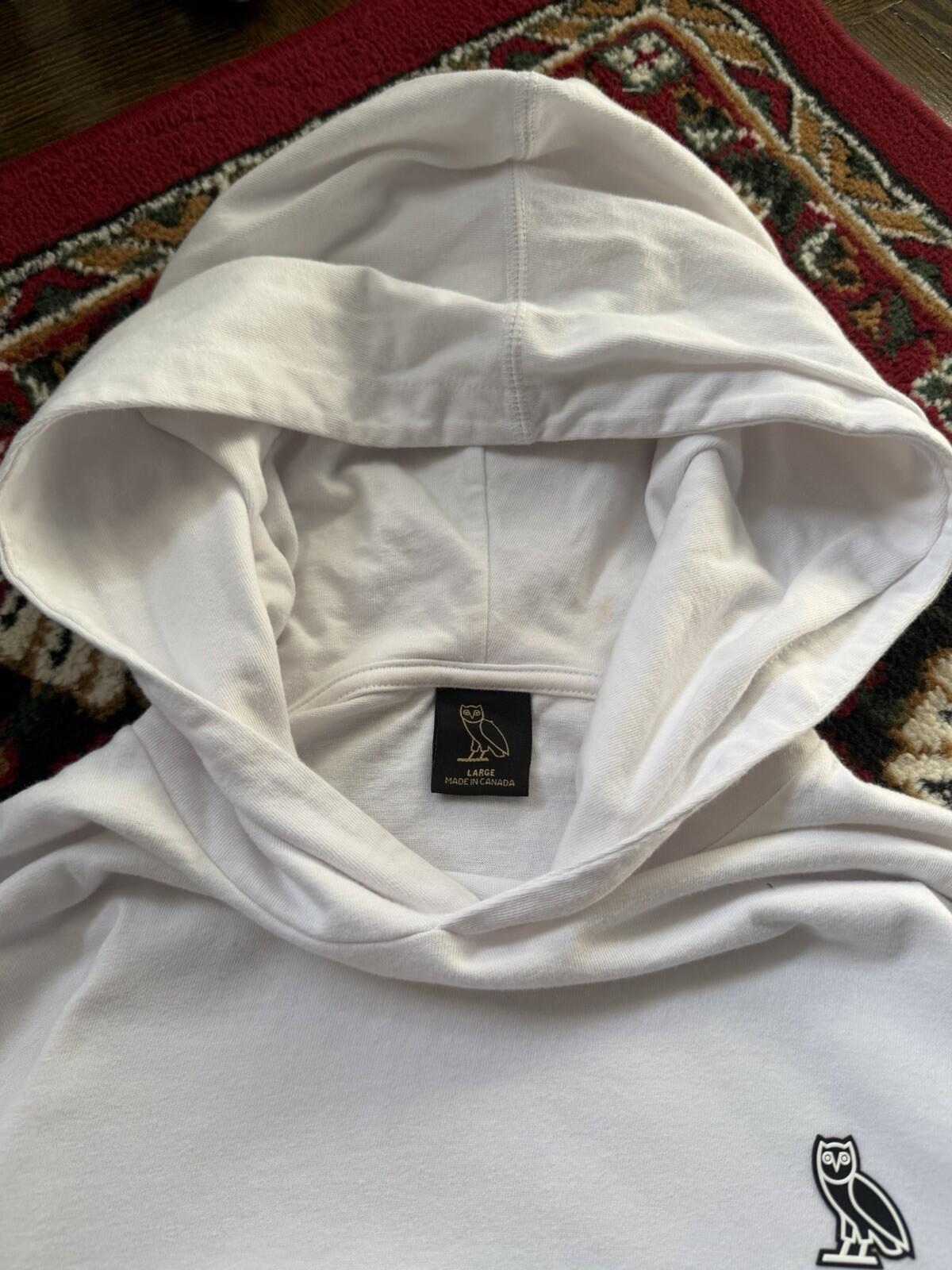 Octobers Very Own Lightweight Hoodie Mens L White Owl Logo Sweatshirt OVO Drake