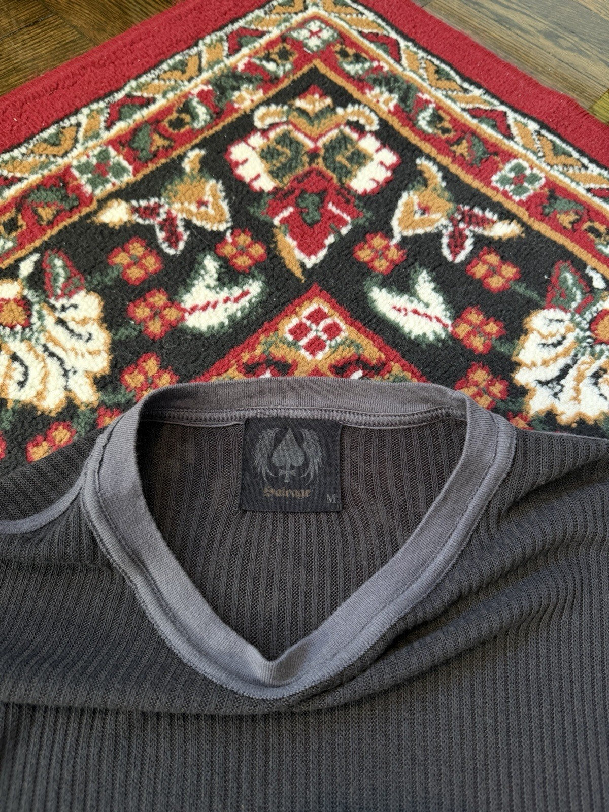 Salvage Sweatshirt Mens Medium Gray Sweater Grunge Y2K Hand Crafted in LA
