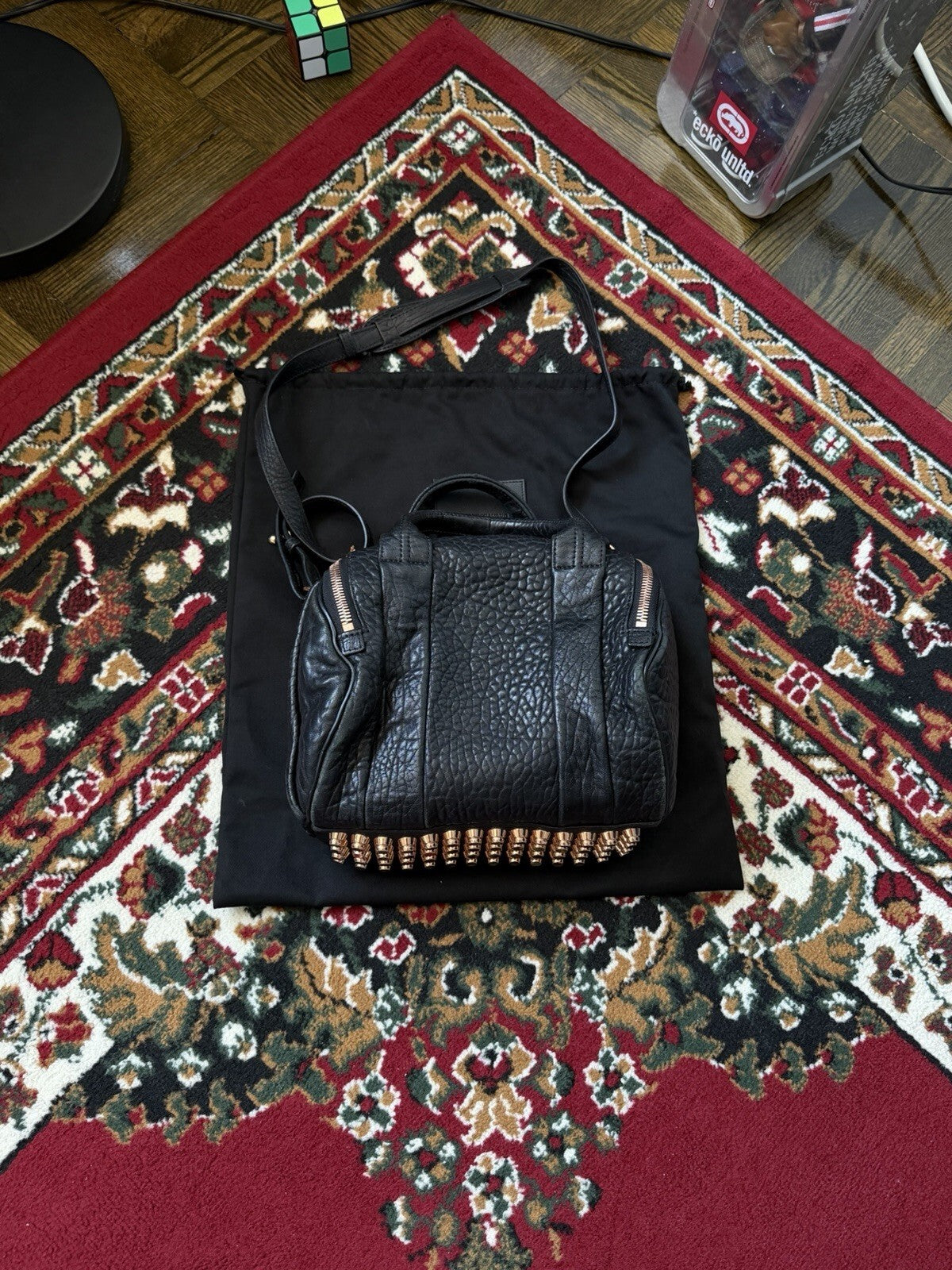 Alexander Wang Rockie Rocco Black Pebbled Lambskin Leather Satchel