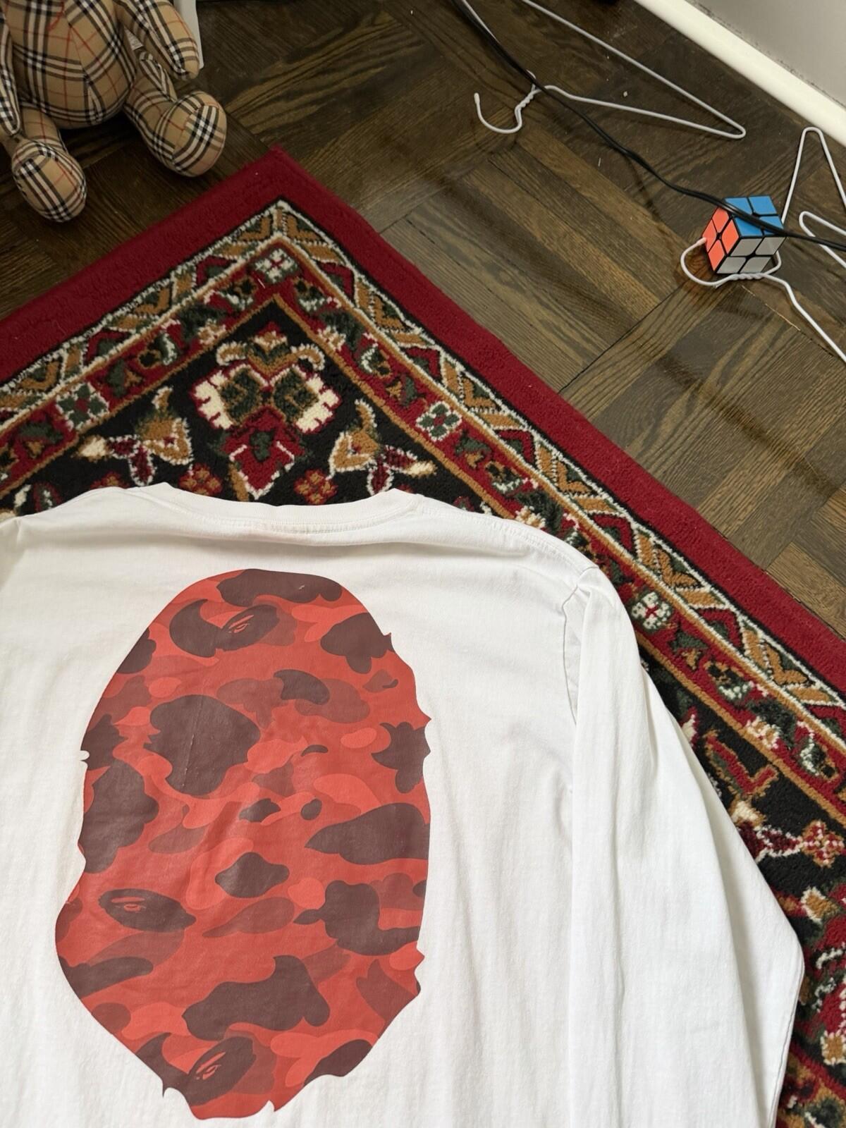 Authentic A Bathing Ape Color Camo Orange Big Ape Head L/S Longsleeve Shirt Tee