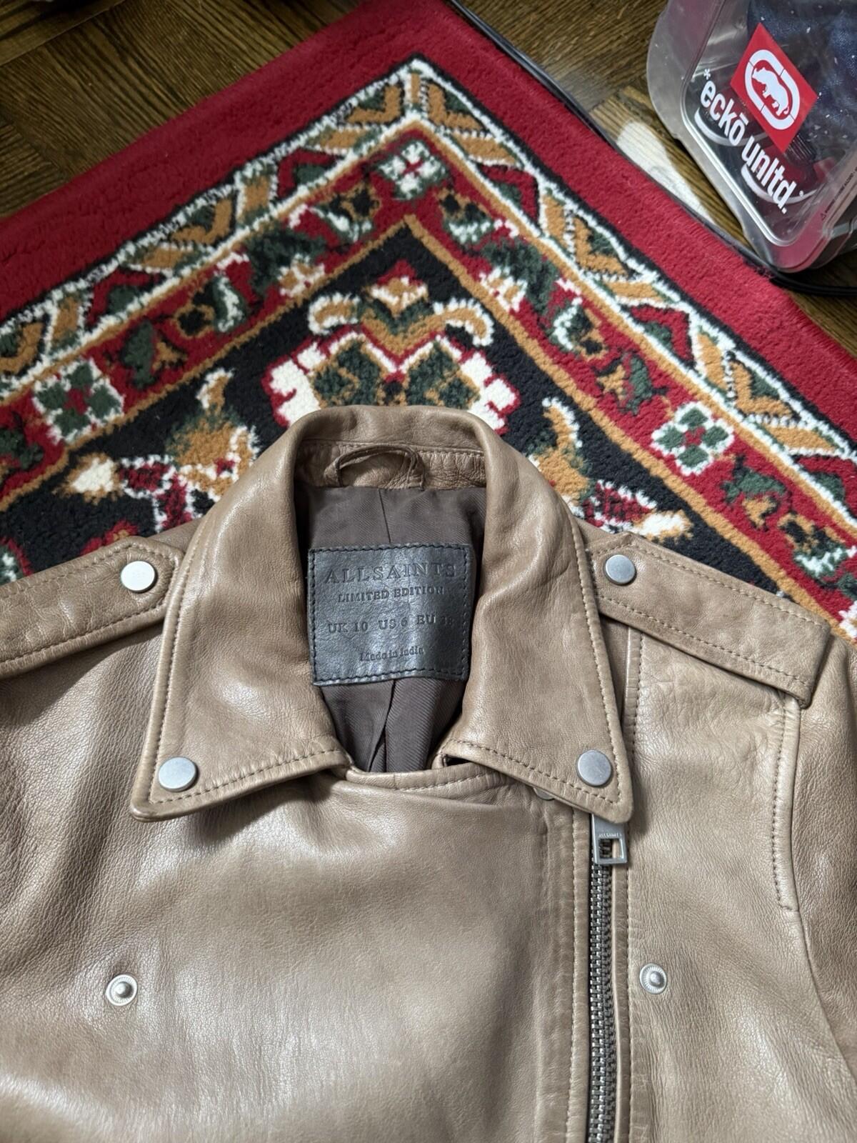 ALLSAINTS Wyatt Lambskin Leather Biker Jacket - Brown - 6 US