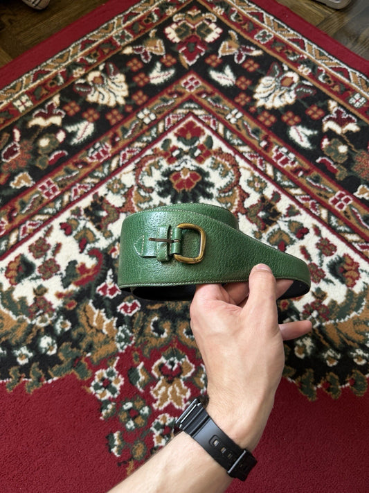 Cuir Vachette Women Leather Belt Green Made in France Thomas Greg
