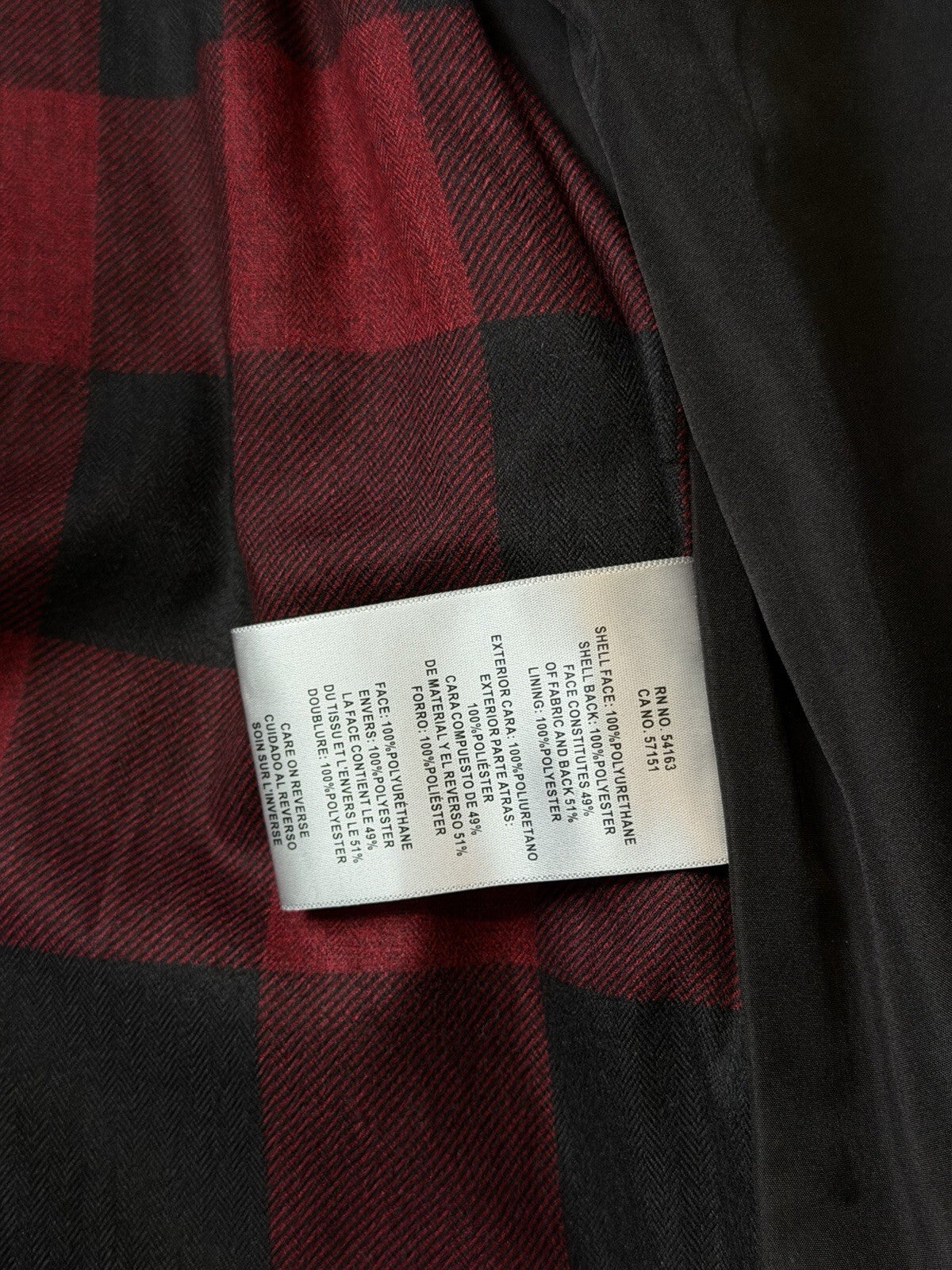 Levi’s Black Faux Leather Moto Jacket Men’s Large Biker USA Buffalo Plaid Lining