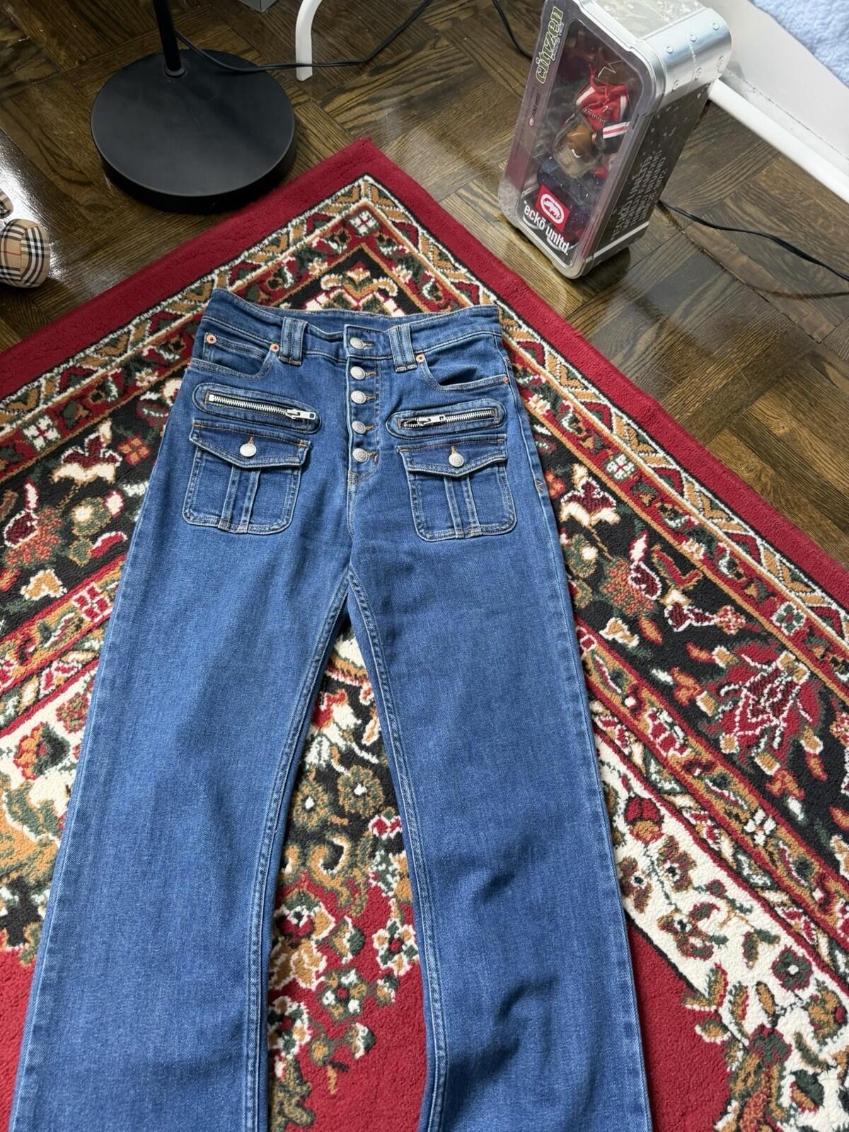 Zadig & Voltaire Womens Zipped Pocket Jeans Blue Cotton High Rise Button Size 26