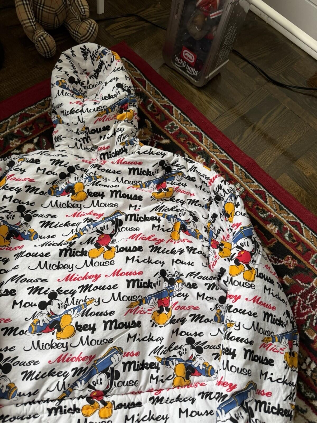 Mickey Mouse Disney Women's Oversized Hooded Jacket White Parka Reversible M