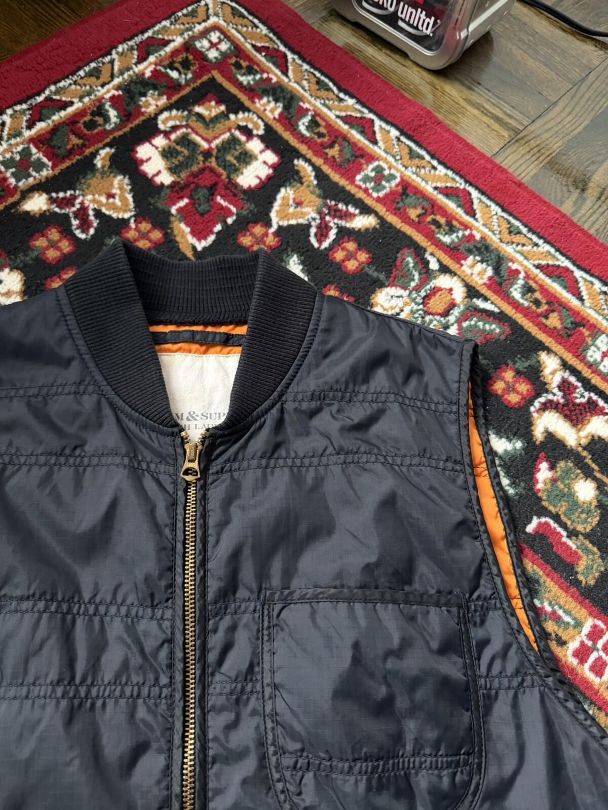 Denim & Supply Ralph Lauren Vest Mens L Black Quilted Nylon Puffer Vintage Y2K