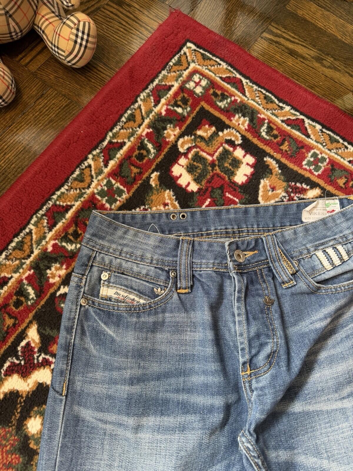 Diesel x Adidas Jeans Mens Blue Viker-AD Straight Trefoil Denim Tag 29x32