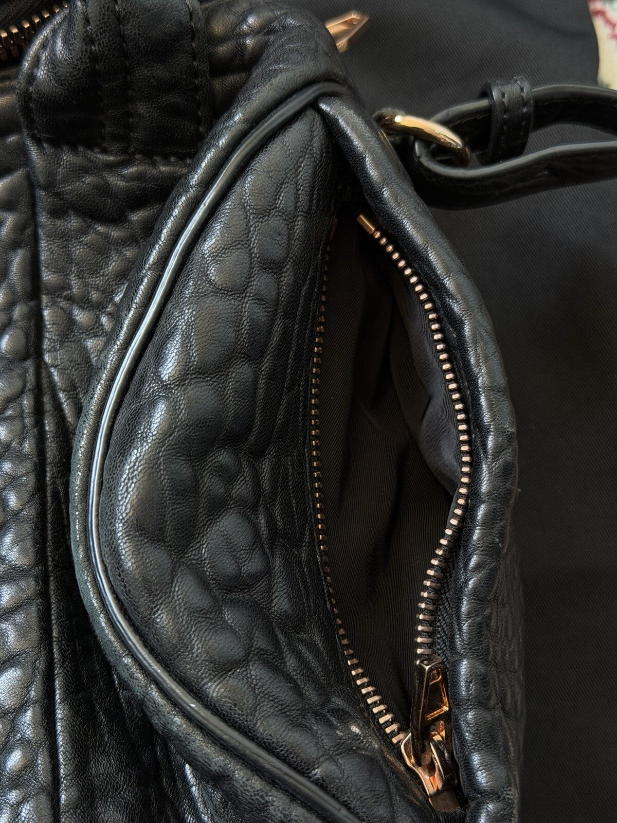 Alexander Wang Rockie Rocco Black Pebbled Lambskin Leather Satchel