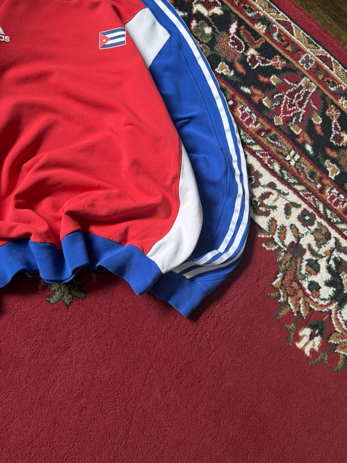 Vintage Cuba Adidas Soccer 3 Stripes Crewneck Sweatshirt Size L 00s