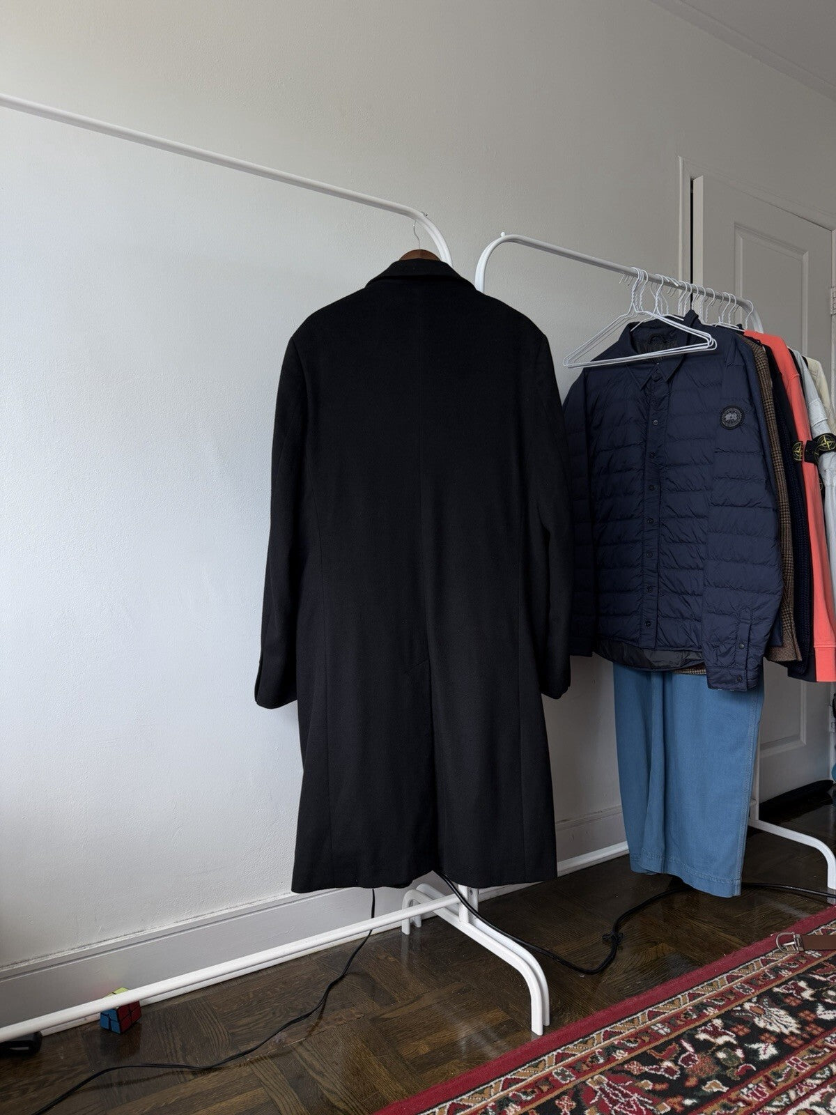 LOUIS DELL'OLIO Vintage Cashmere Black Coat Jacket 3 button Size 42