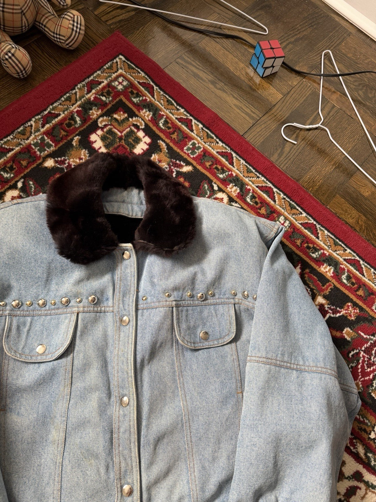 D'Arcy Moses Indian Nation Denim Jacket x Gilles Allard Wasel Fur Medium RARE!