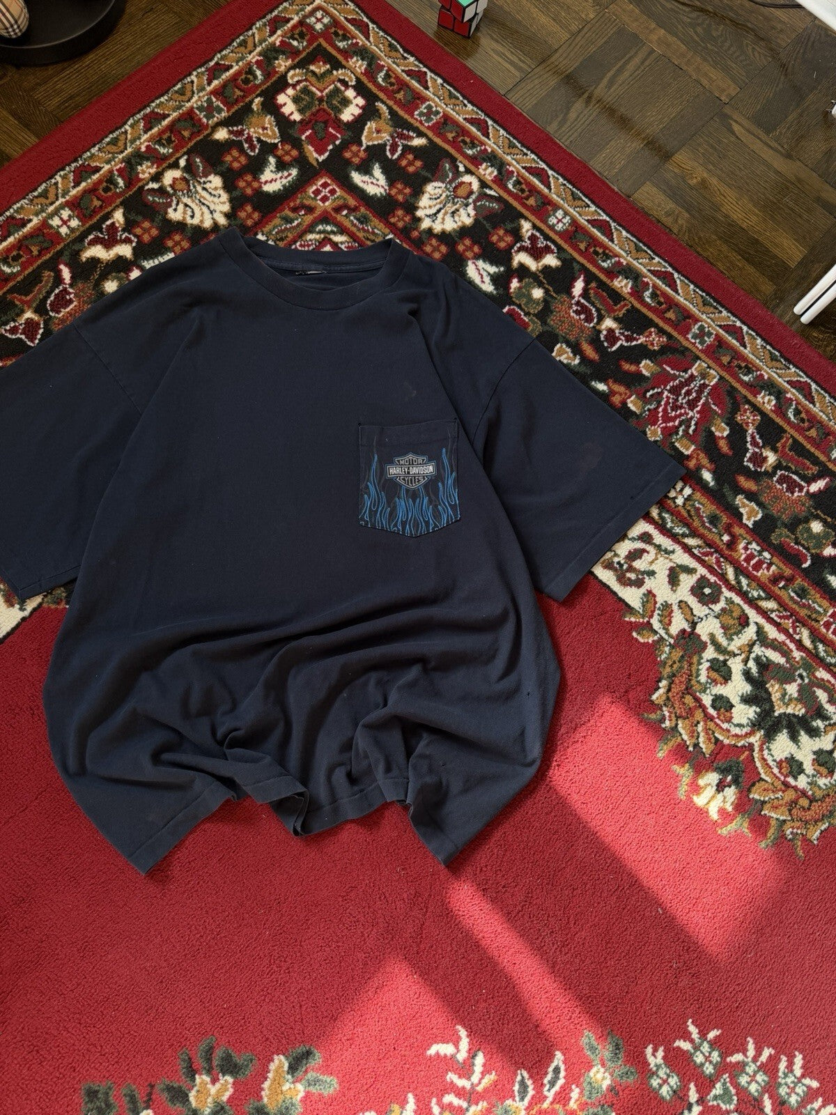 Harley Davidson Lightning Pocket Logo Single Stitch Tee