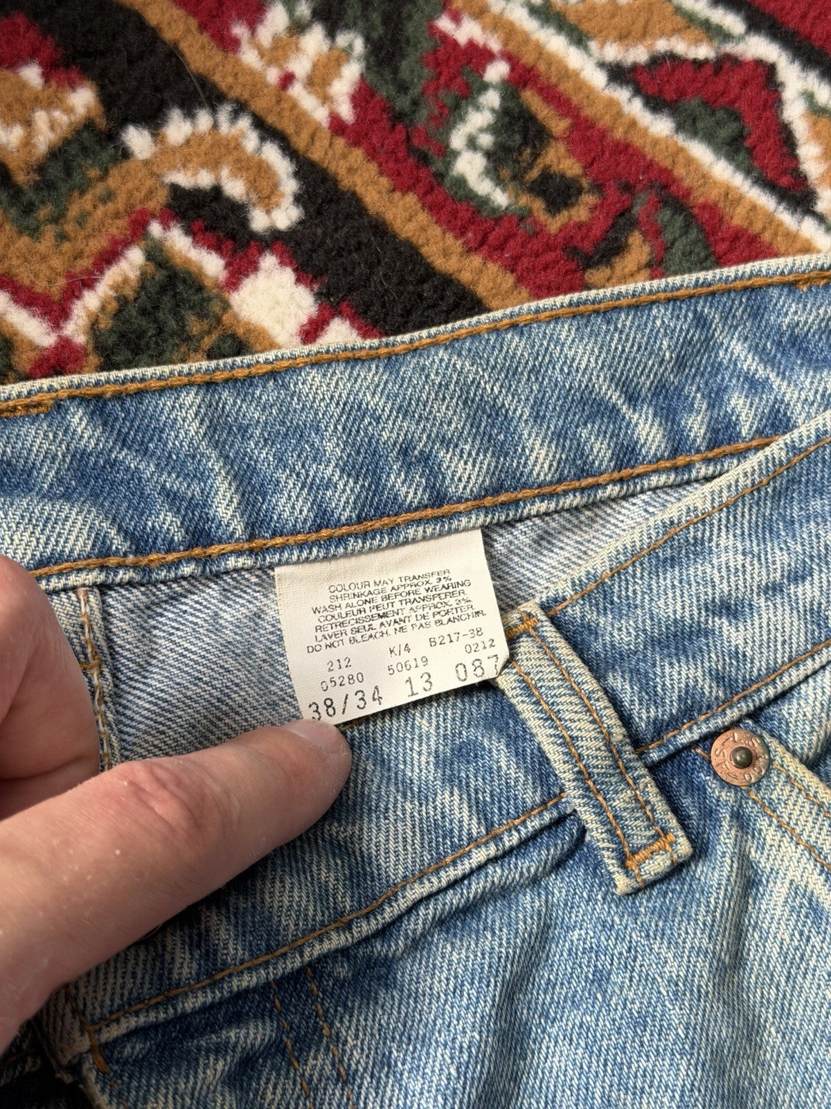 Vintage Levis 619 Jeans Mens 38x34 Washed Blue High Rise Straight Fit Levi's 90s