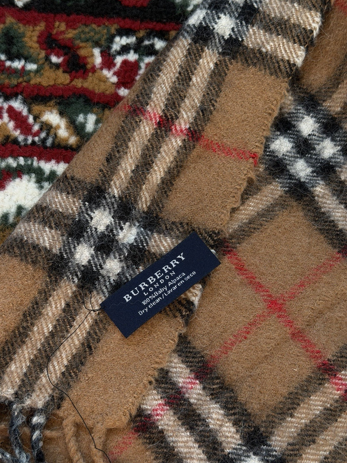 Burberry Nova Check Tan/Camel Baby Alpaca Scarf Scarves