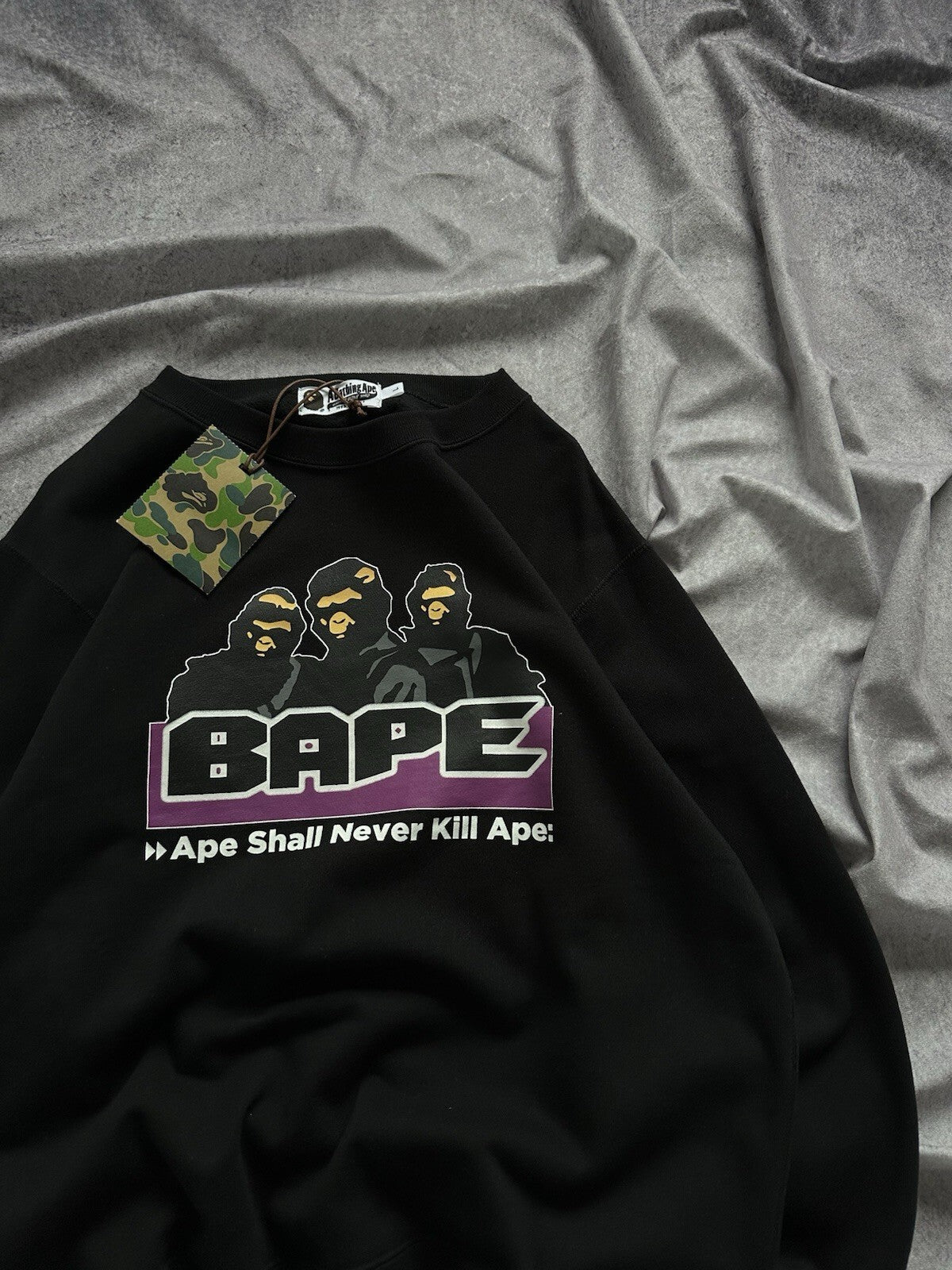 Bape Archive Ape Shall Never Kill Ape Black Crewneck Sweatshirt Large