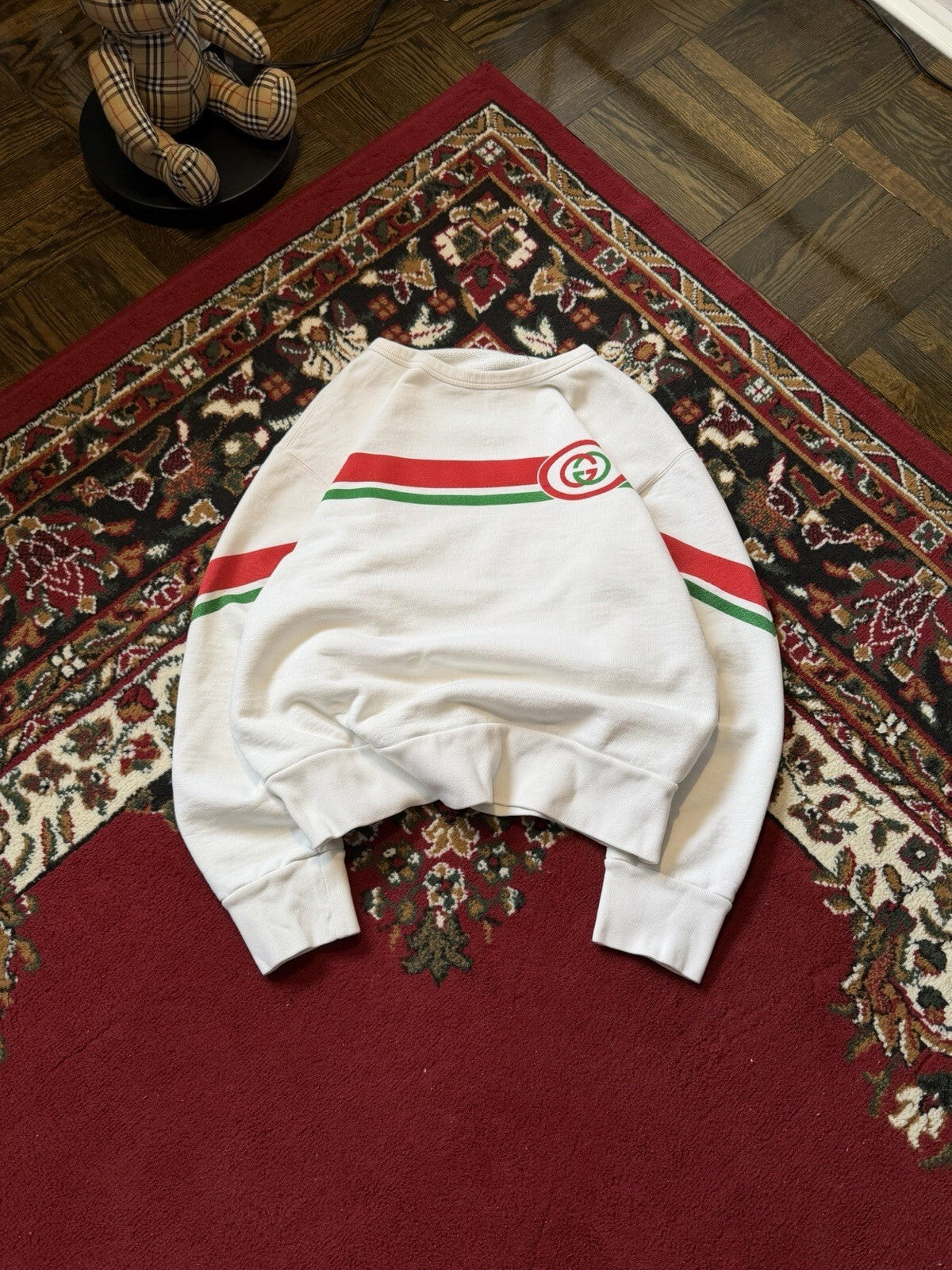 Gucci Interlocking G Sweatshirt Size S Beige Red Green Mens