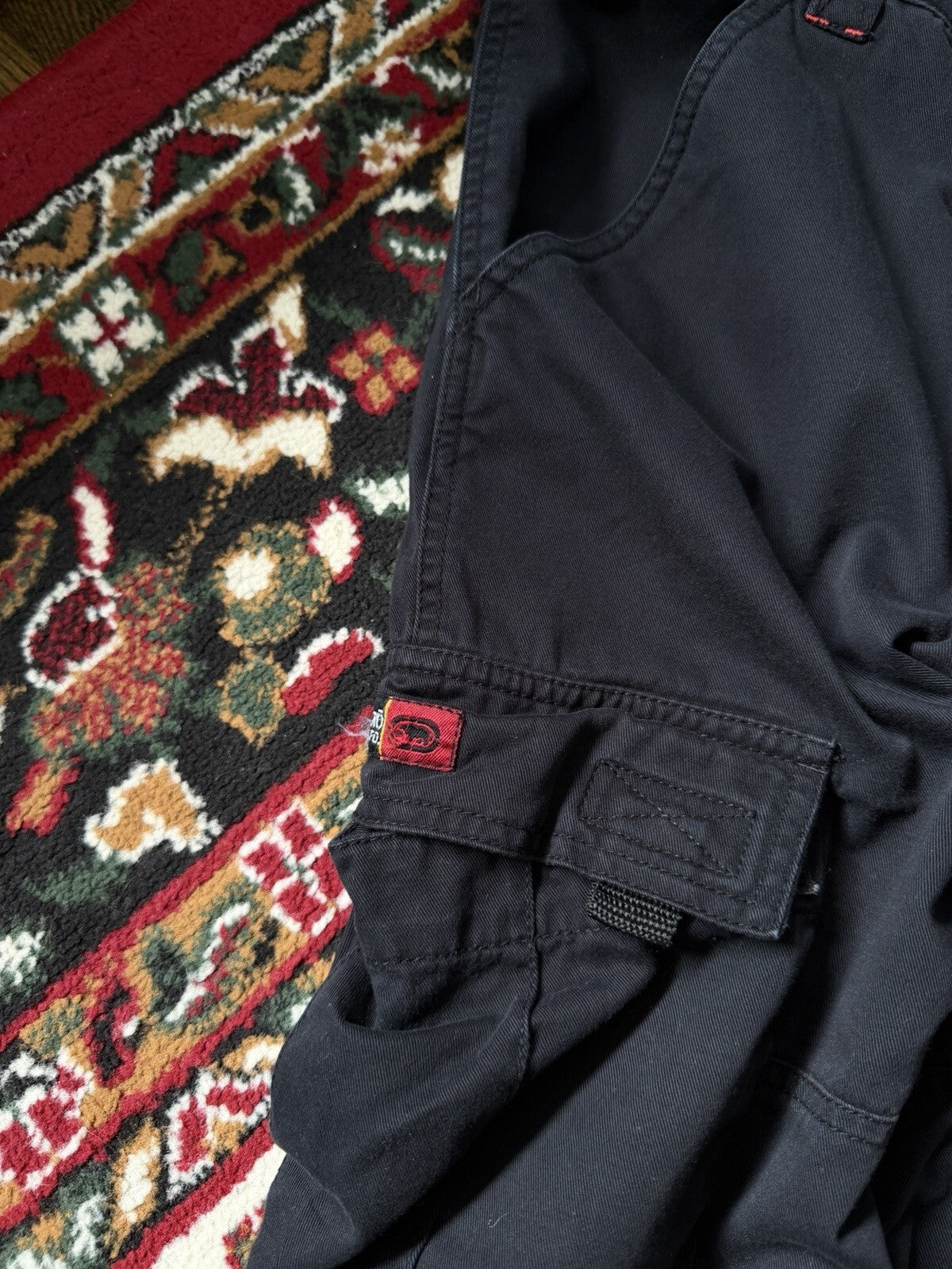 VTG Y2K Ecko Pants/Shorts Men's Size 30 BLK Rhino Baggy Utility Cargo