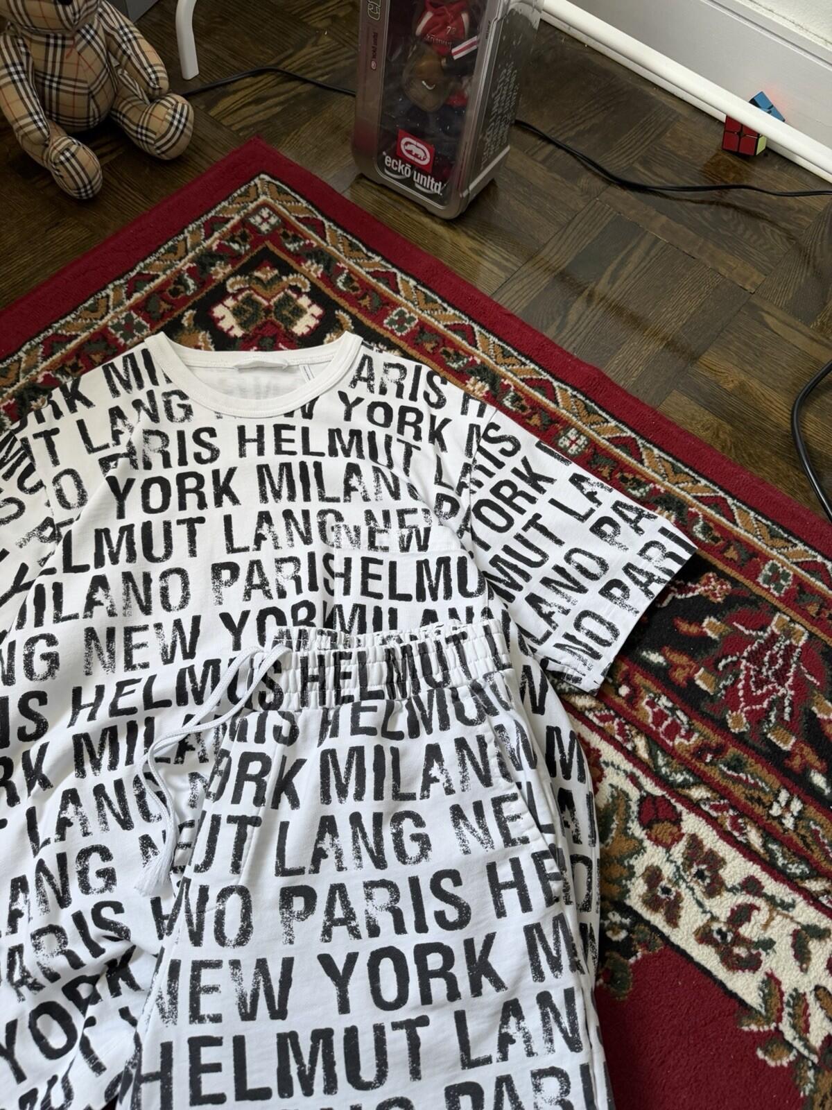 Helmut Lang New York Monogram T-shirt / Shorts Set Tee Size XL White / Black