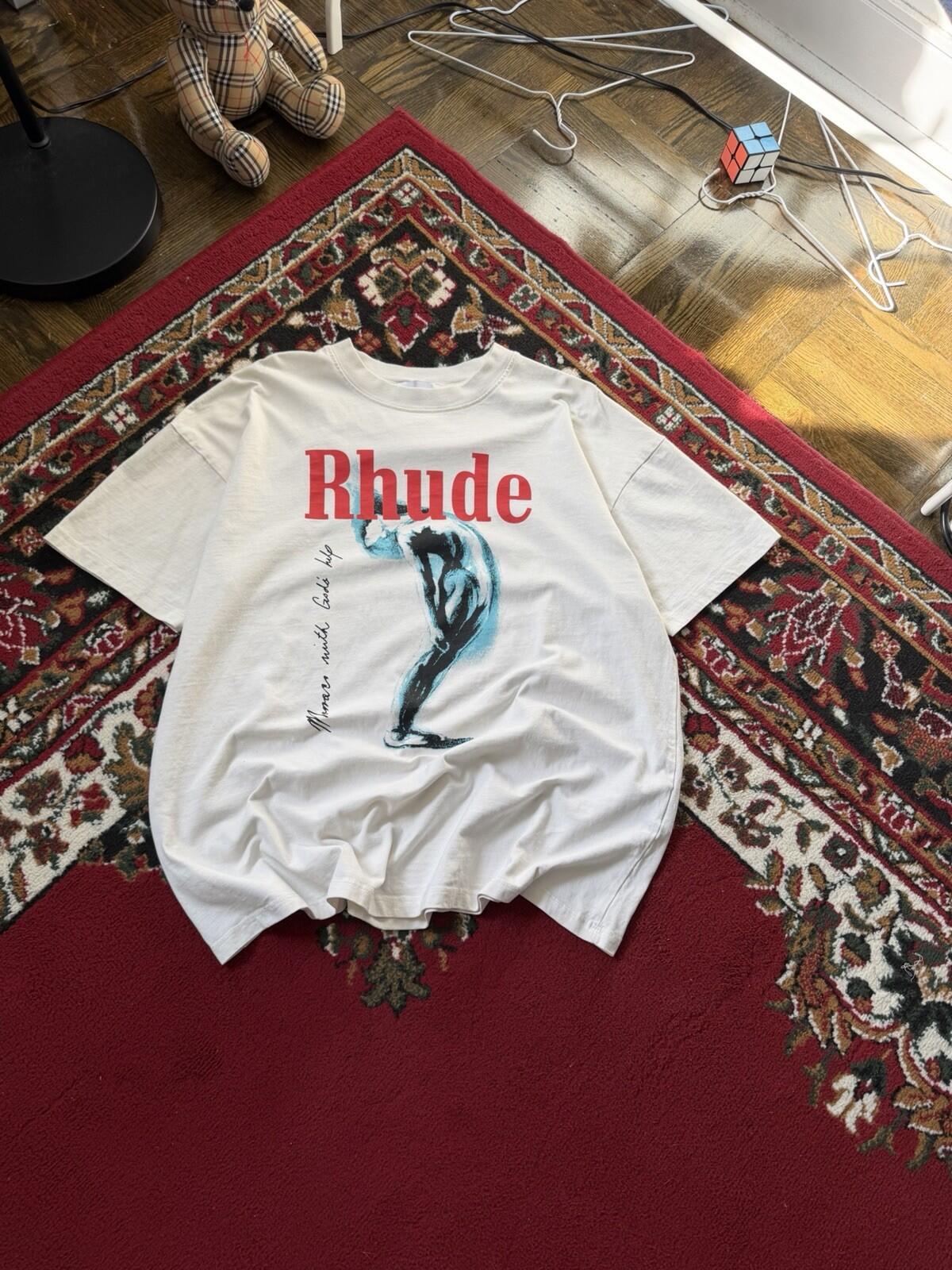 Rhude God Help Me Tee "Vintage White" Size L Made In USA