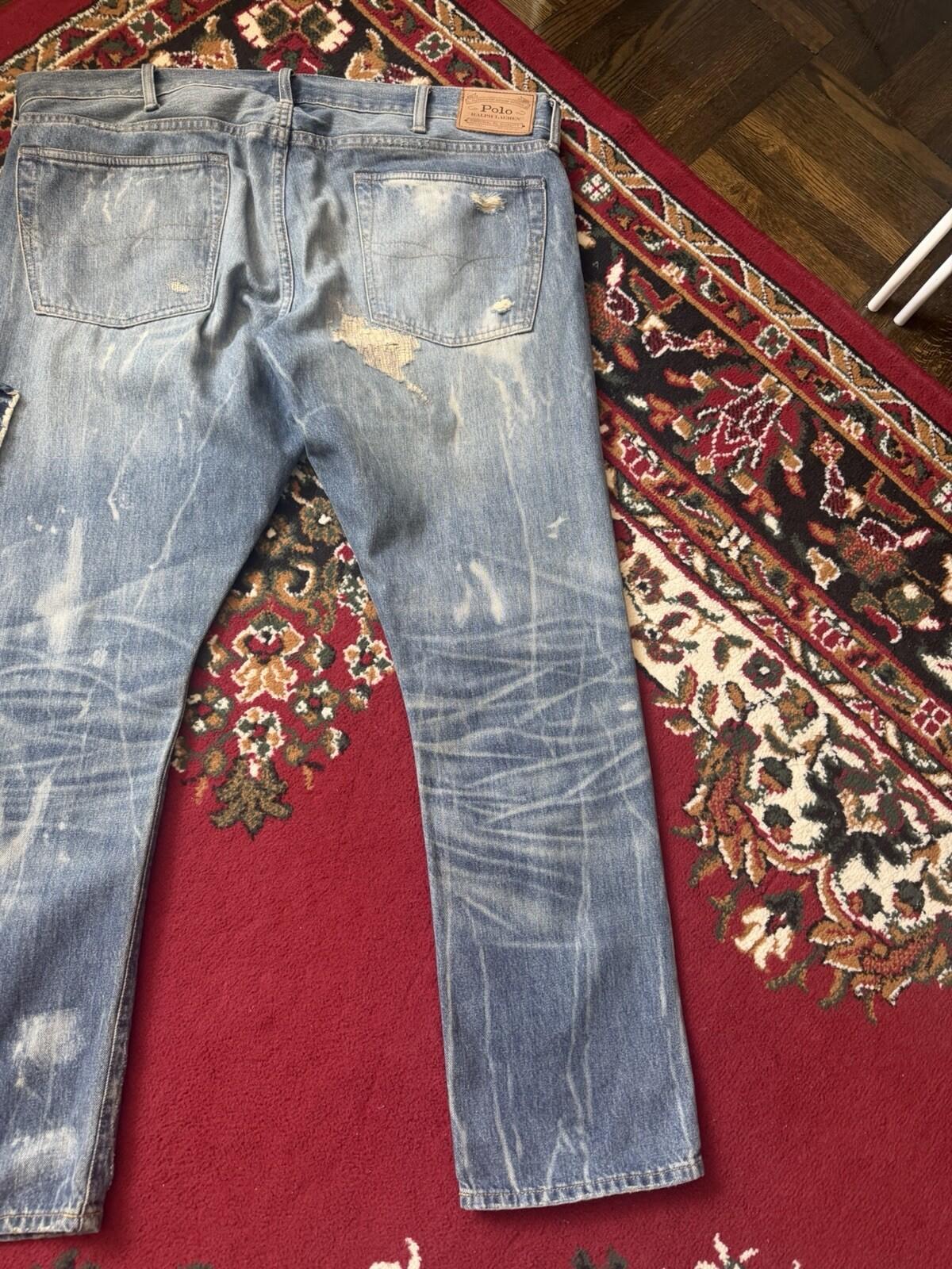 Polo Ralph Lauren Fish Patchwork Jeans Repaired Distressed Denim Size 38/30