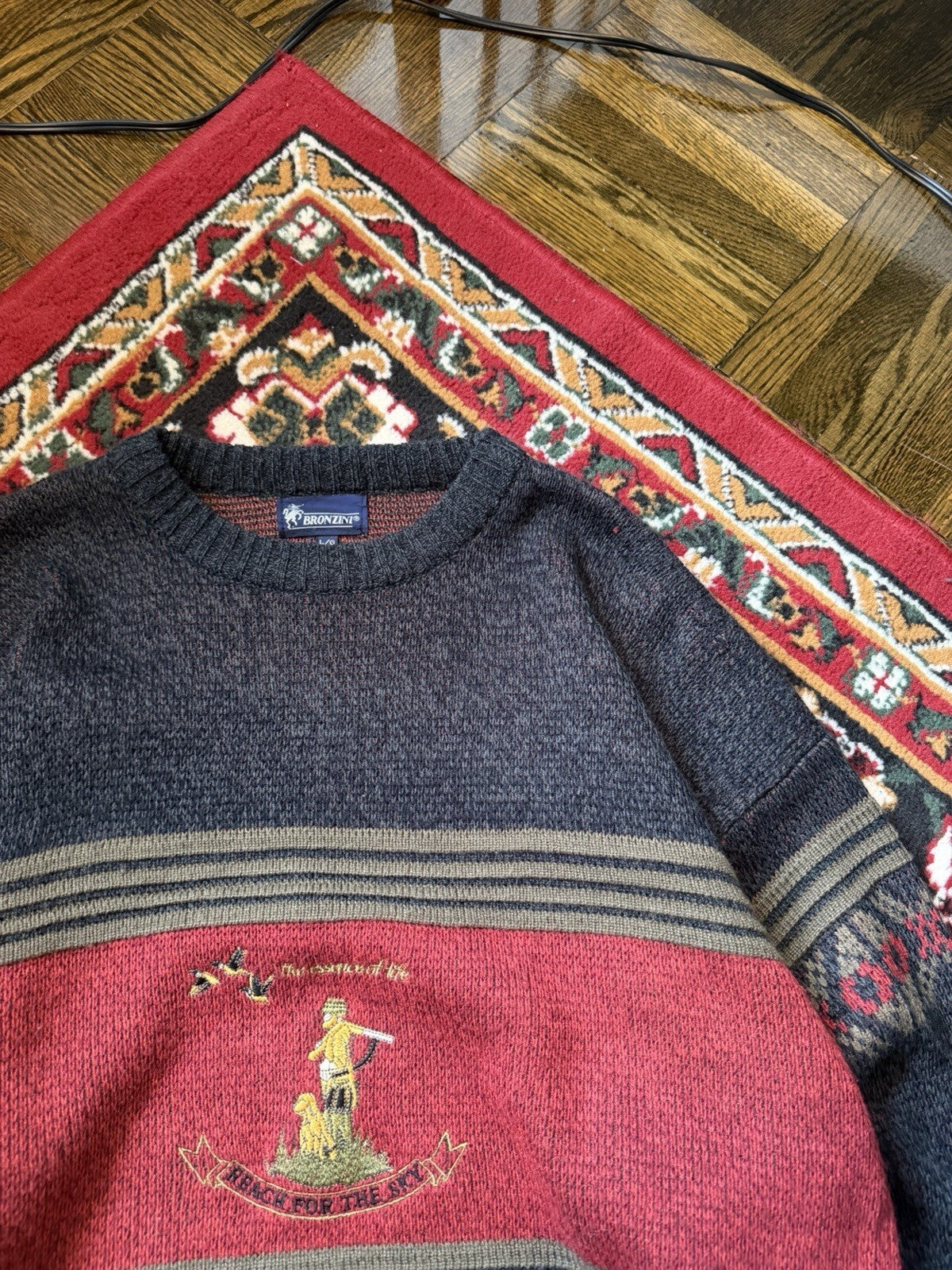 90s Vintage Bronzini Hunting "The essence of life - reach for the sky" Sweater