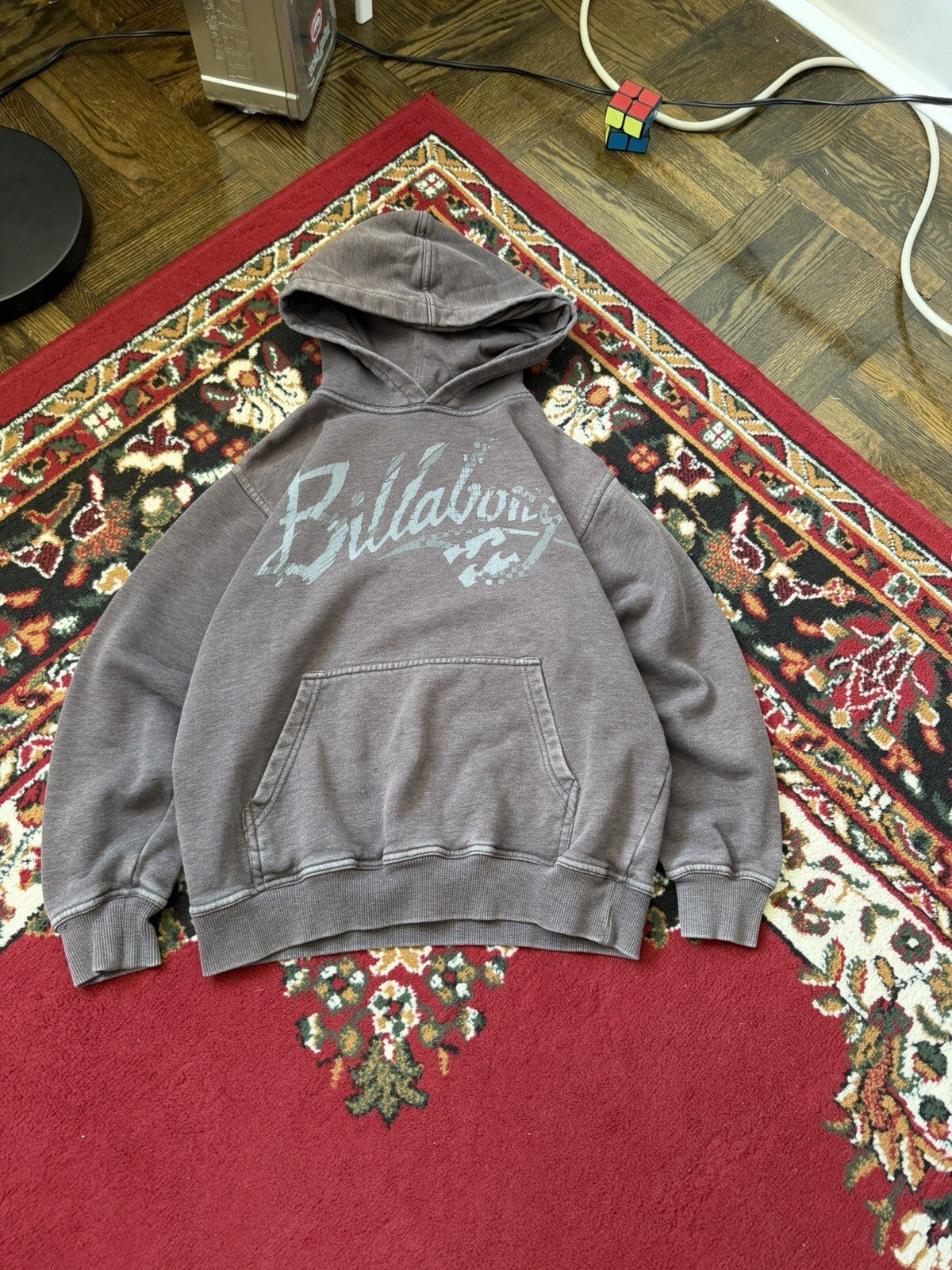 Vintage Billabong Surf Womens Faded Gray Hoodie Sweatshirt 00s Y2K