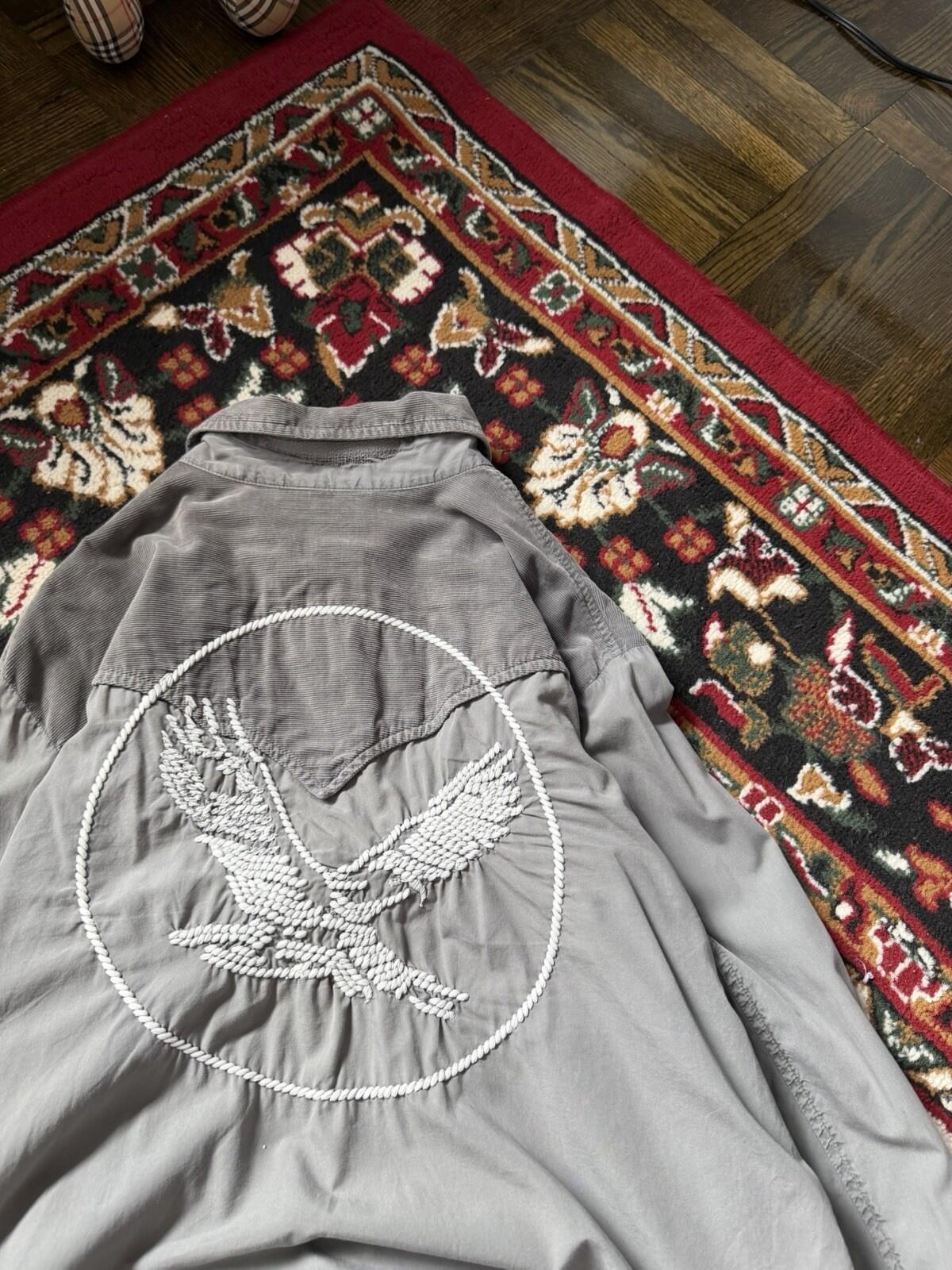 Diesel Eagle Corduroy Western Shirt Gray Size XL