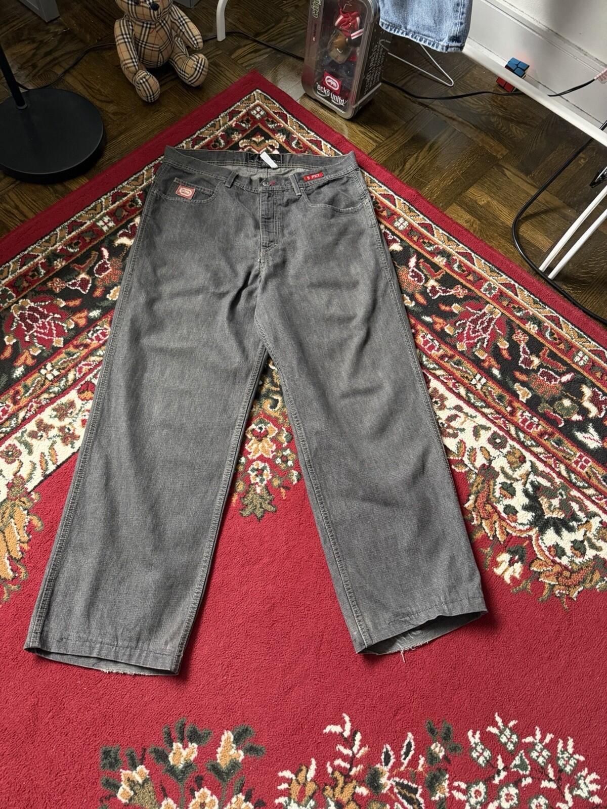 Vintage Ecko Unltd Jeans Mens 32 Gray Wide Leg Baggy Classic 5 Pocket Y2K