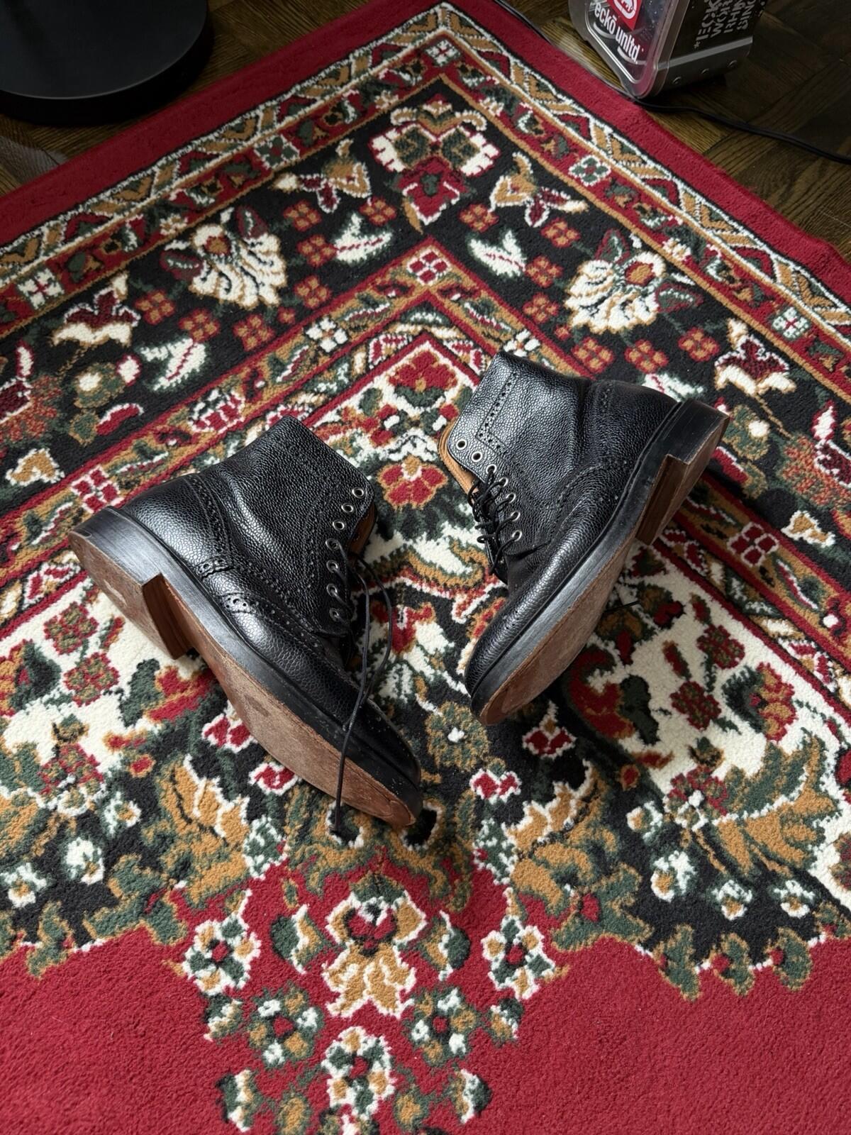 Thom Browne Mens Wingtip Pebble Grain Leather Ankle Boots Size 42 / US 9 Lace Up