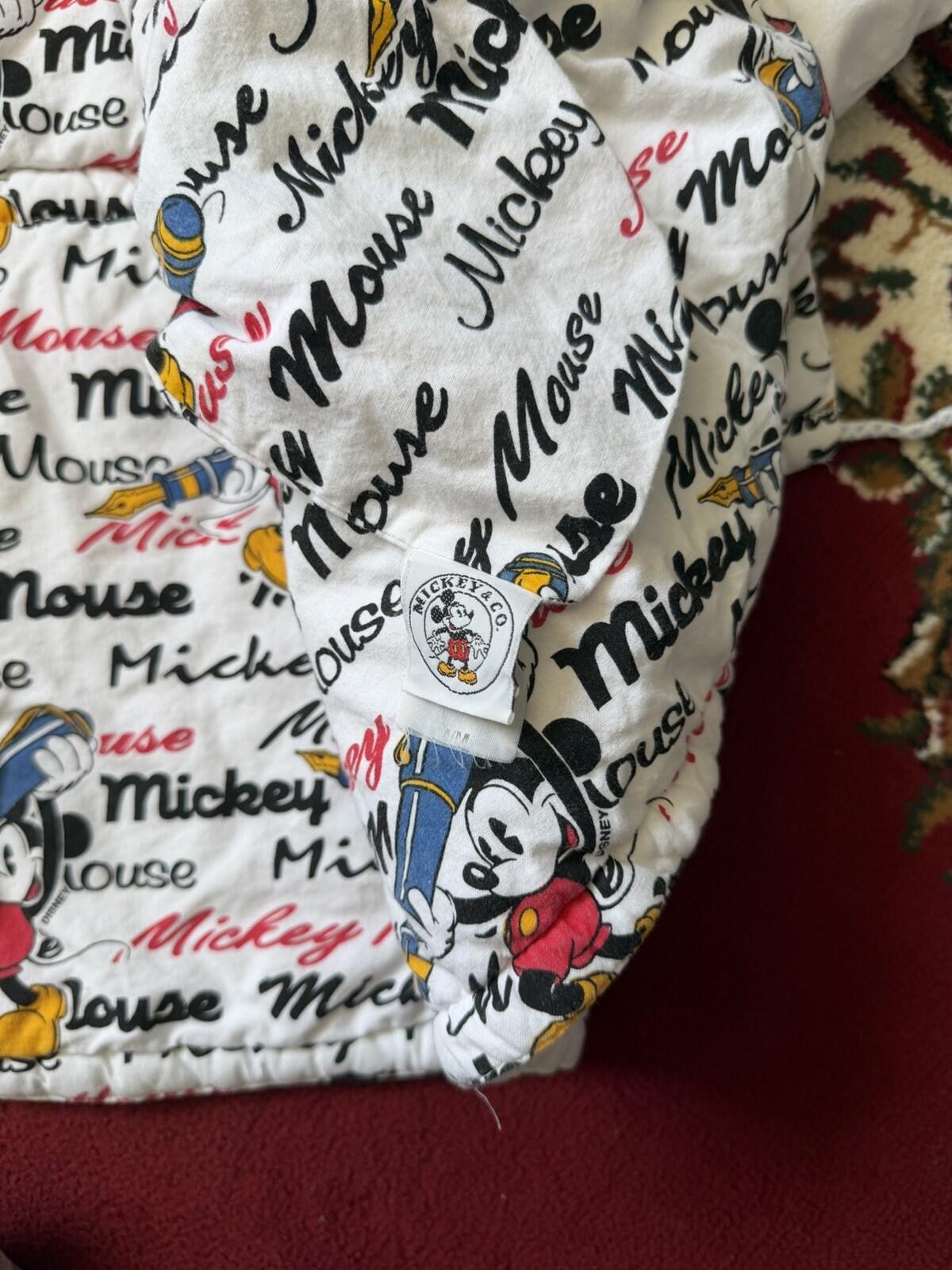 Mickey Mouse Disney Women's Oversized Hooded Jacket White Parka Reversible M