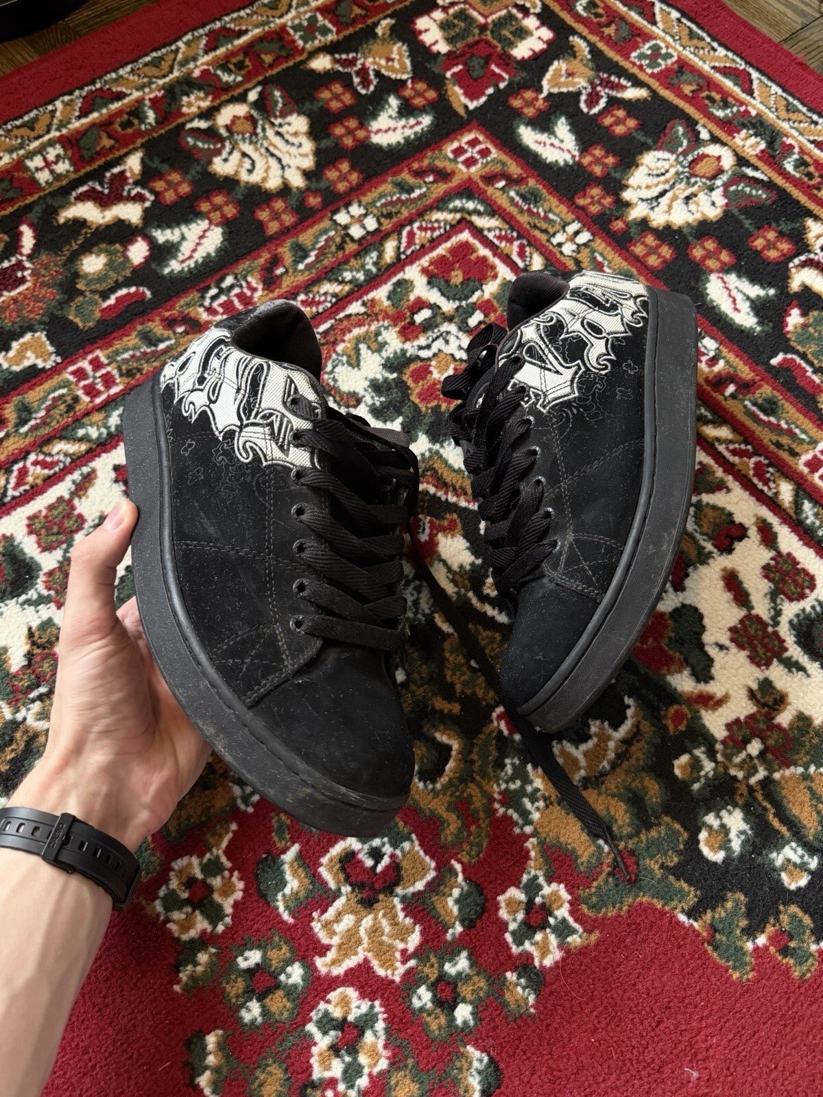 Vintage Vans Widow Chunky Skater Shoes Men’s Size 9.5 Skulls Grunge Goth Y2K