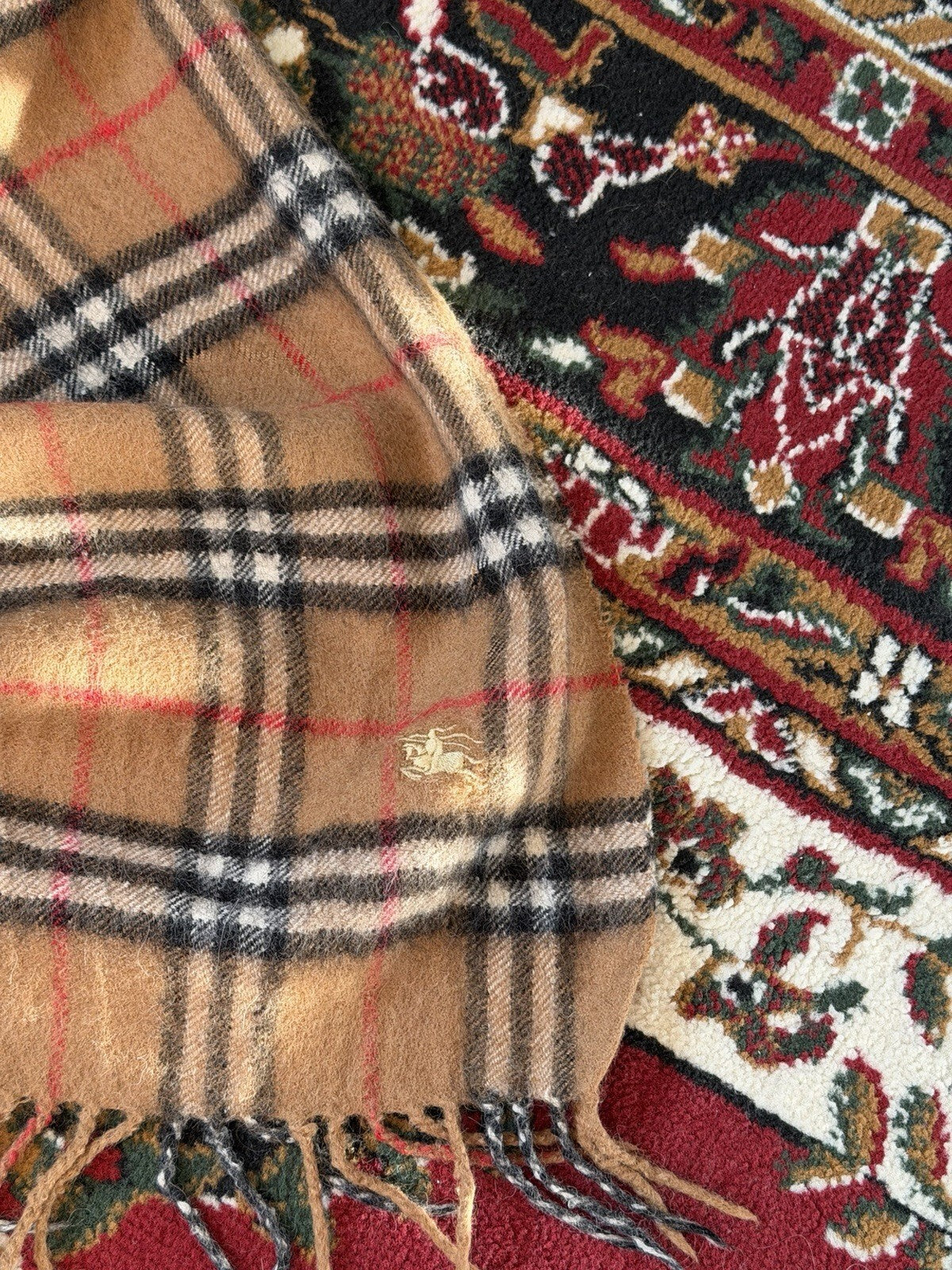 Burberry Nova Check Tan/Camel Baby Alpaca Scarf Scarves