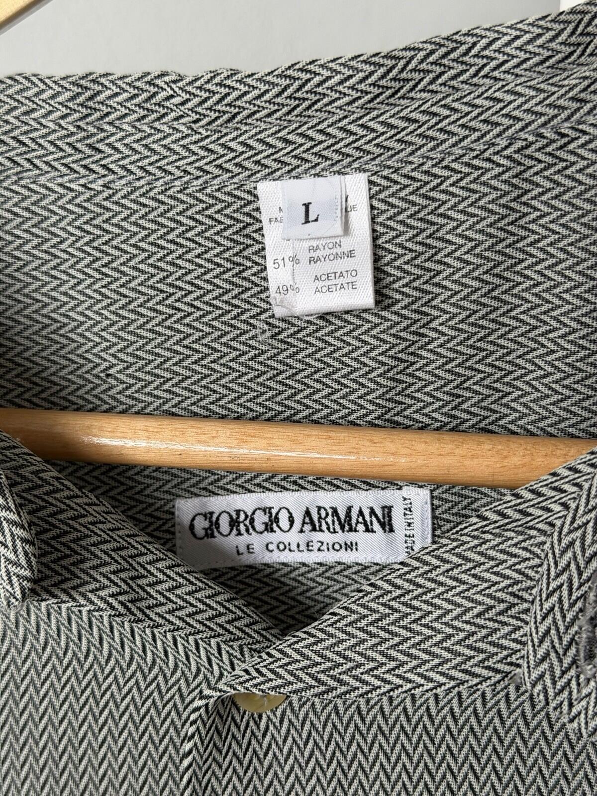 Vintage Giorgio Armani Collezioni Men's Rayon Tailored Shirt Large Mandarin 90s
