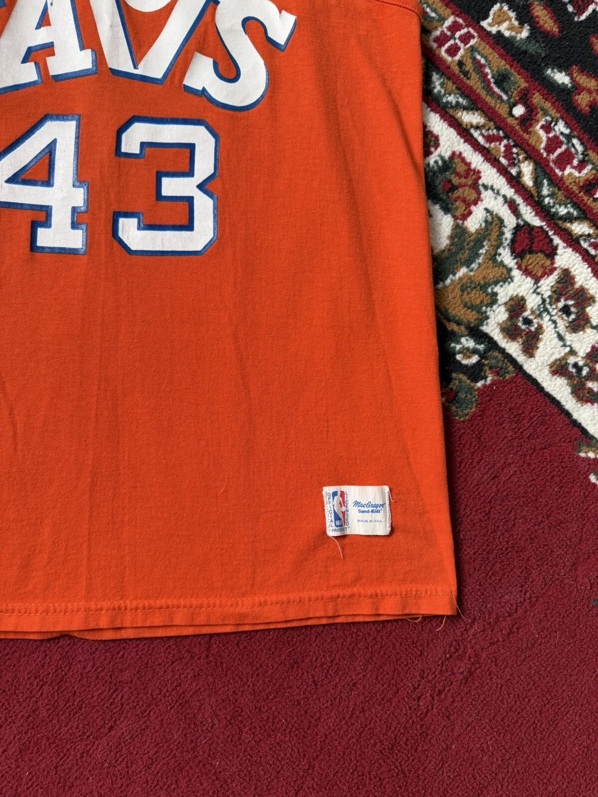 80s Cleveland Cavaliers Brad Daugherty #43 Jersey M CAVS Sand Knit NBA USA