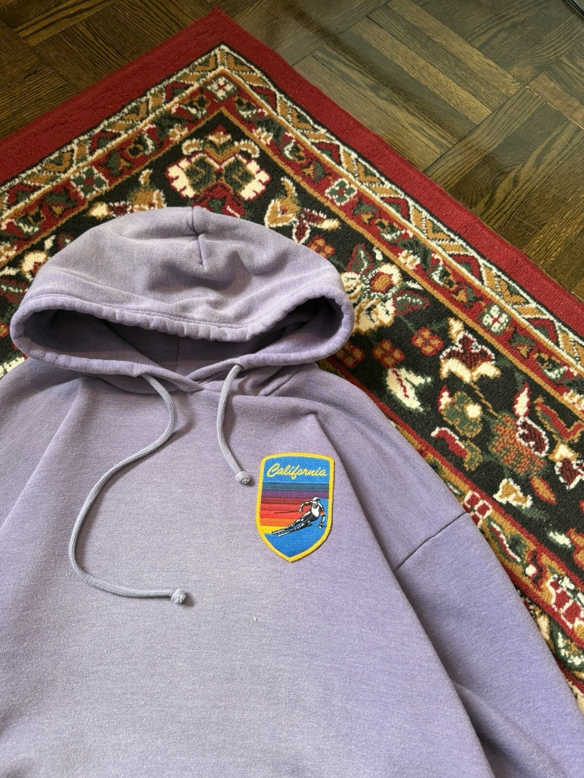 Aviator Nation Hoodie Mens M Purple Ski Chaser Pullover Mountain Graphic USA