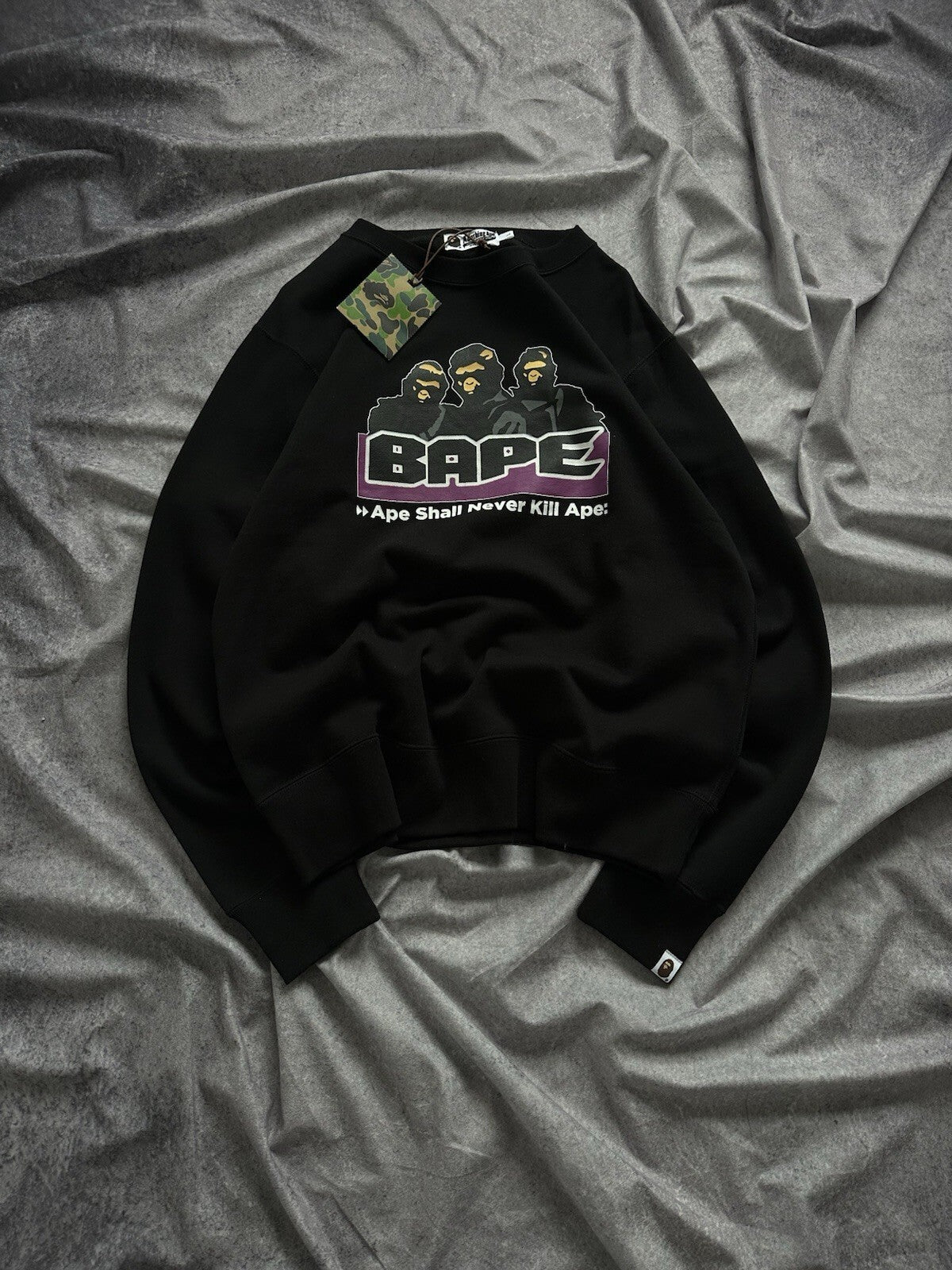 Bape Archive Ape Shall Never Kill Ape Black Crewneck Sweatshirt Large