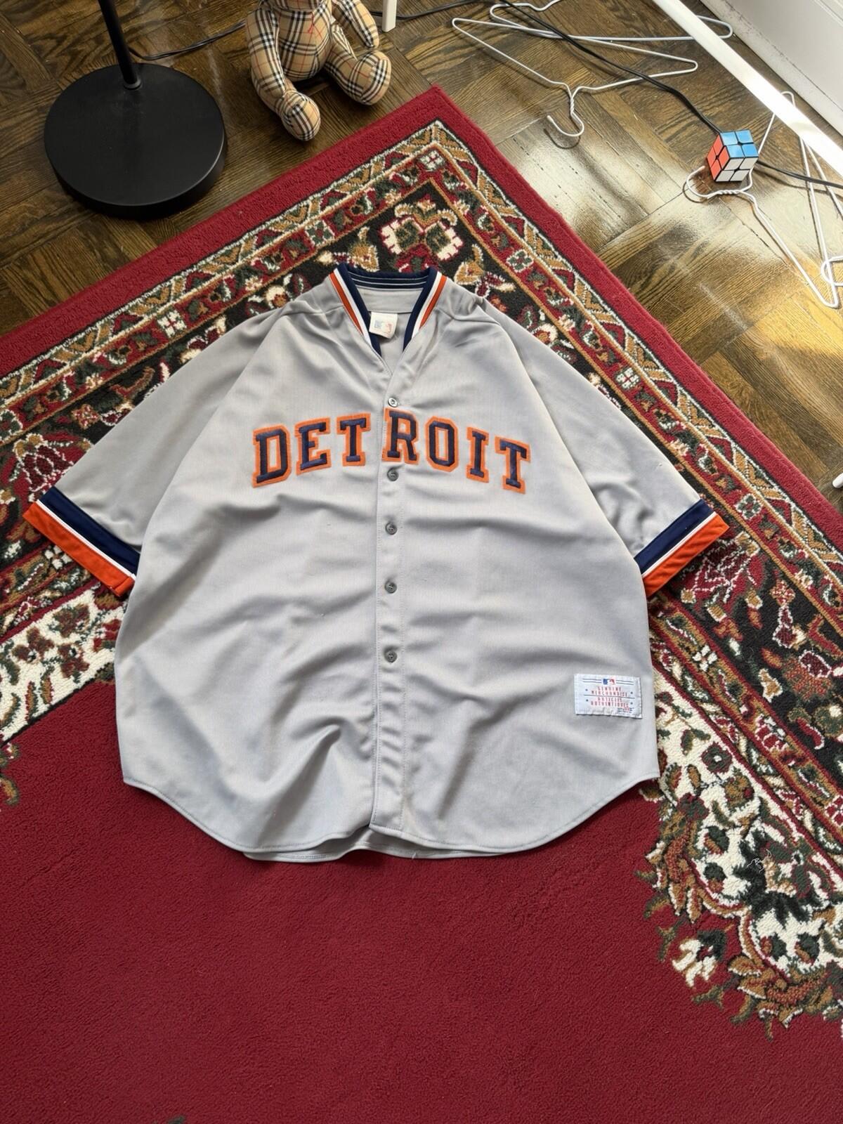 Vintage 80s CCM Detroit Tigers Jersey XXL Gray Road Script MLB Sewn 90s