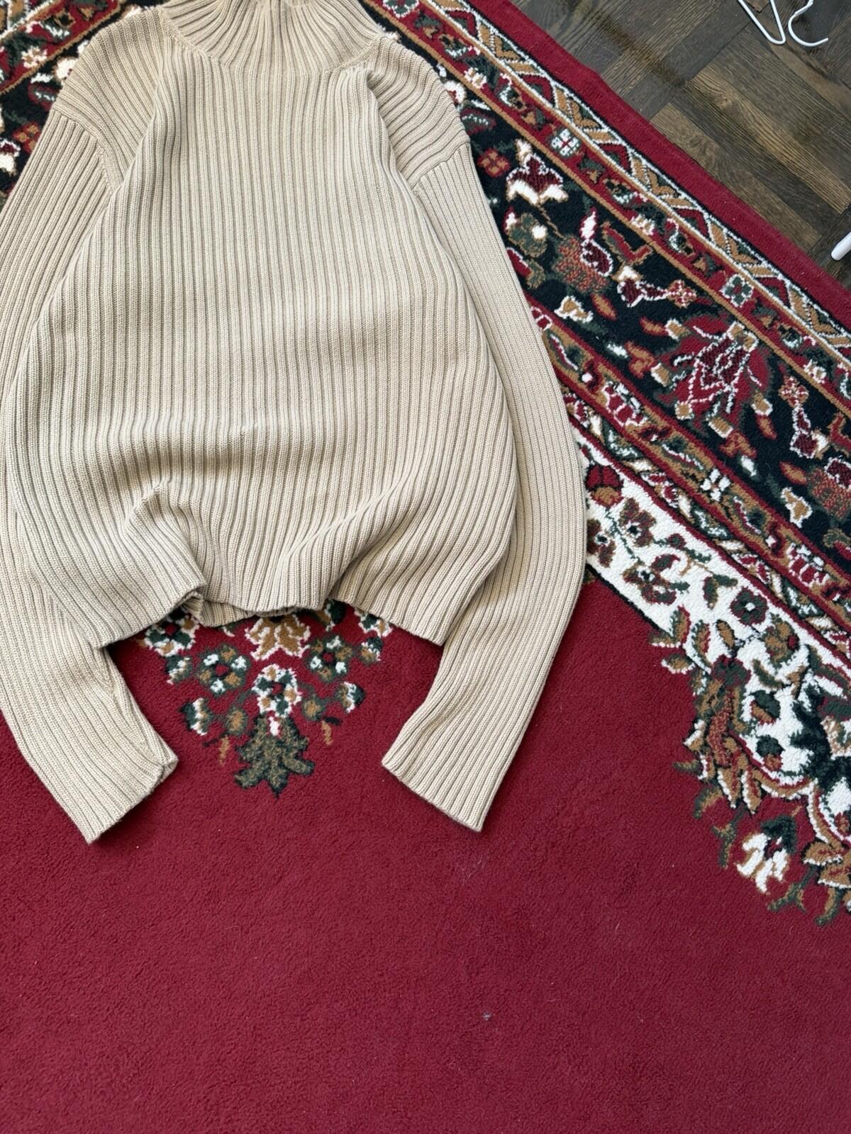 VTG Polo Ralph Lauren Ribbed Sweater Slim Fit Turtleneck Men L Fisherman 90s