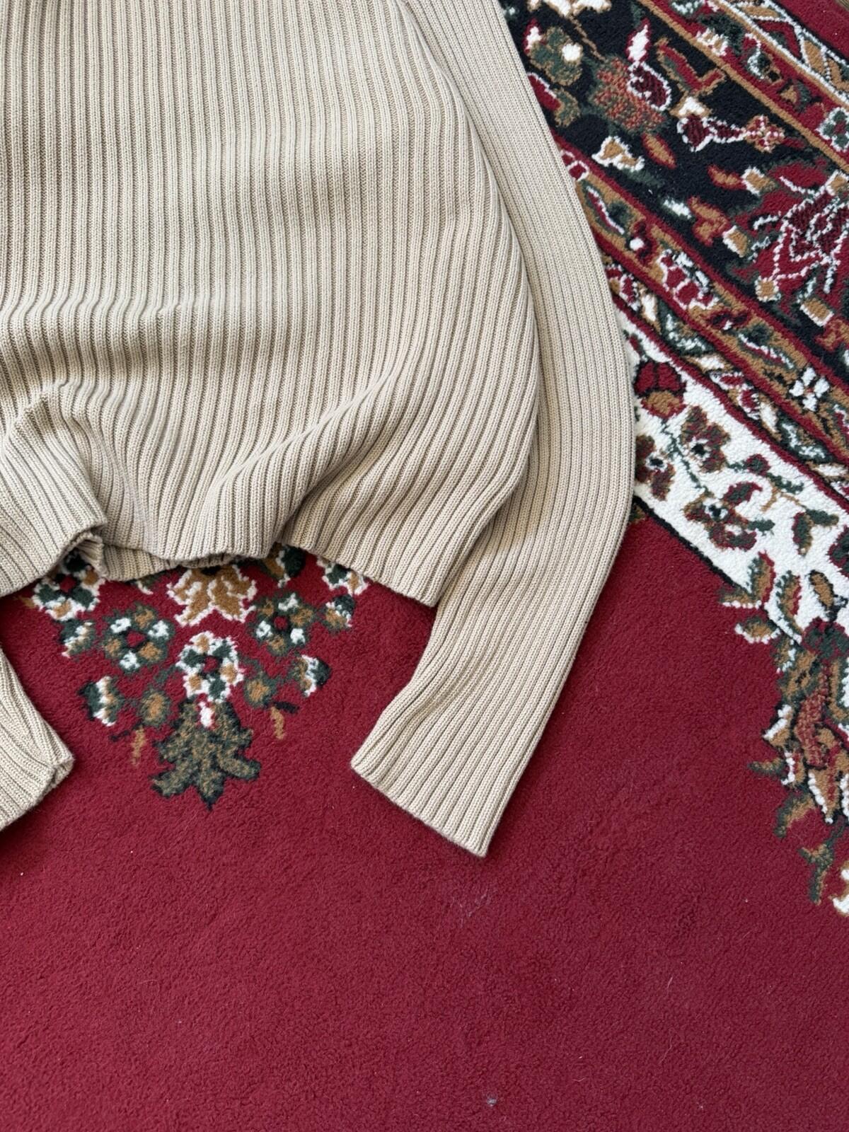 VTG Polo Ralph Lauren Ribbed Sweater Slim Fit Turtleneck Men L Fisherman 90s