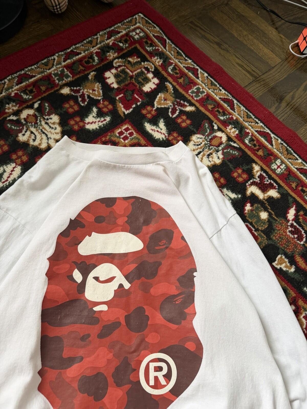 Authentic A Bathing Ape Color Camo Orange Big Ape Head L/S Longsleeve Shirt Tee