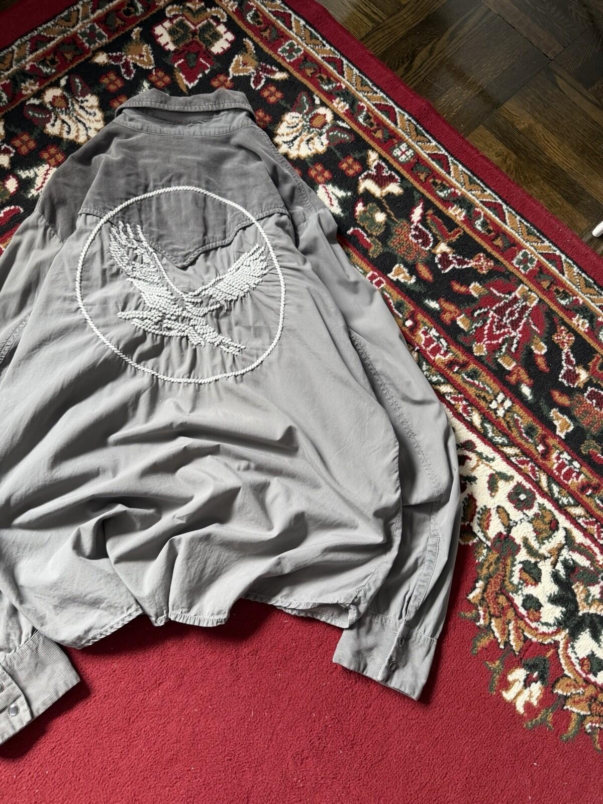 Diesel Eagle Corduroy Western Shirt Gray Size XL