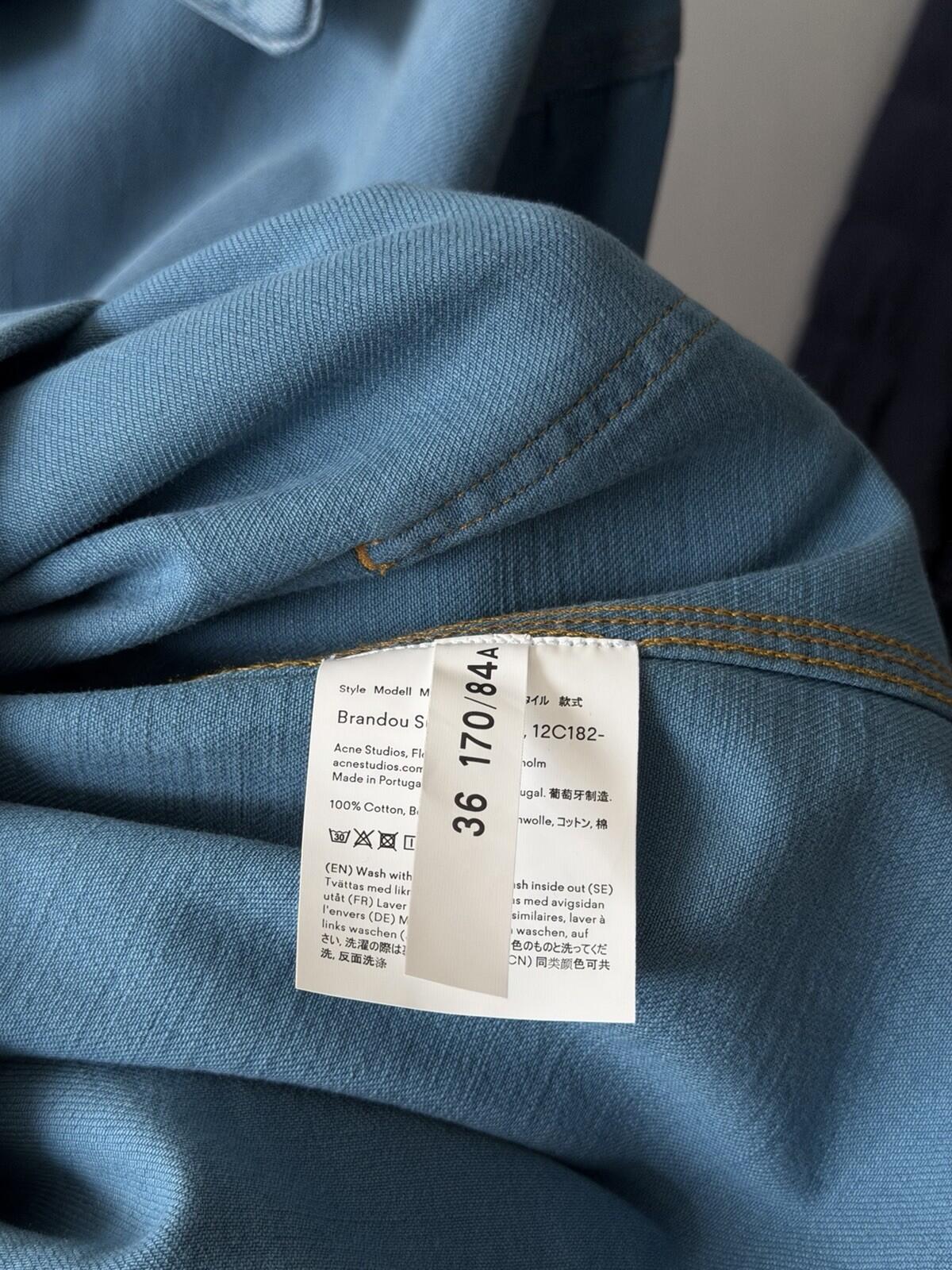 Acne Studios Bla Konst SS18 Brandou Sun B  Denim Coat Jean Jacket Size 36