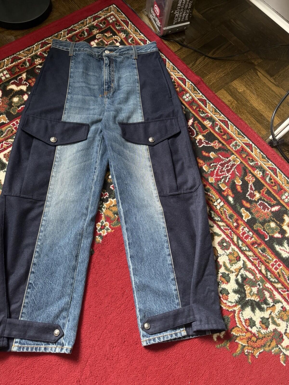 Alexander McQueen High Rise Media Mix Wool/Cotton Cargo Jeans
