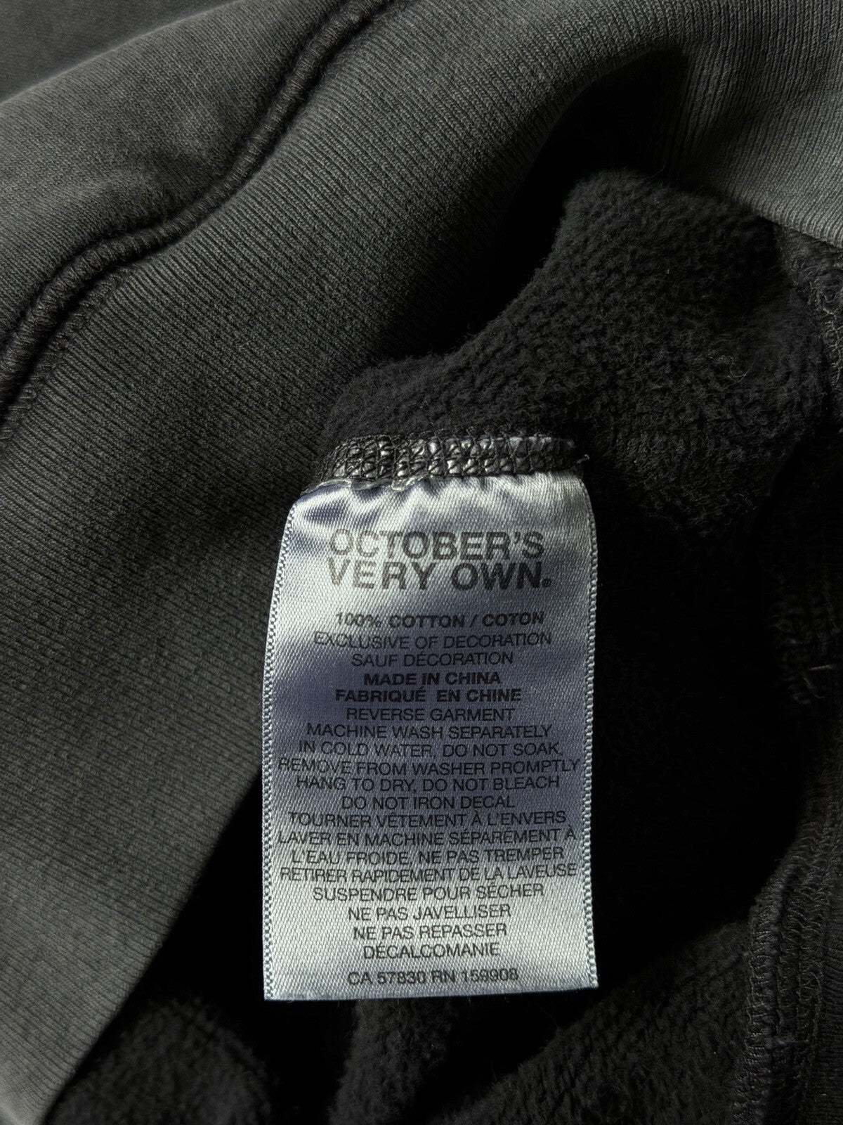 October's Very Own OVO Drake Pigment Dyed Owl Logo Hoodie Sweatshirt Off Black S