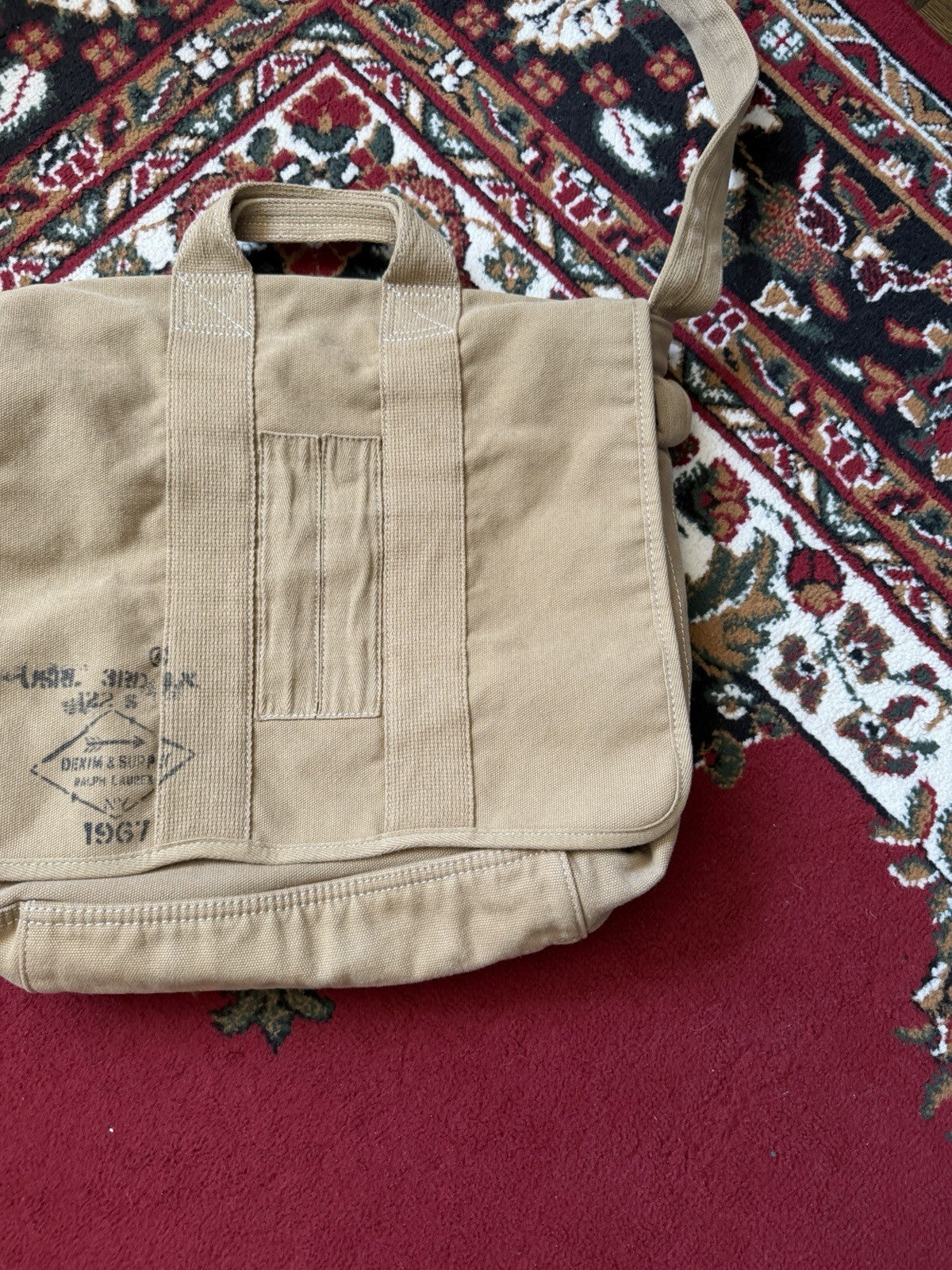 Ralph Lauren Denim & Supply Canvas Messenger Bag Military Field Safari Khaki
