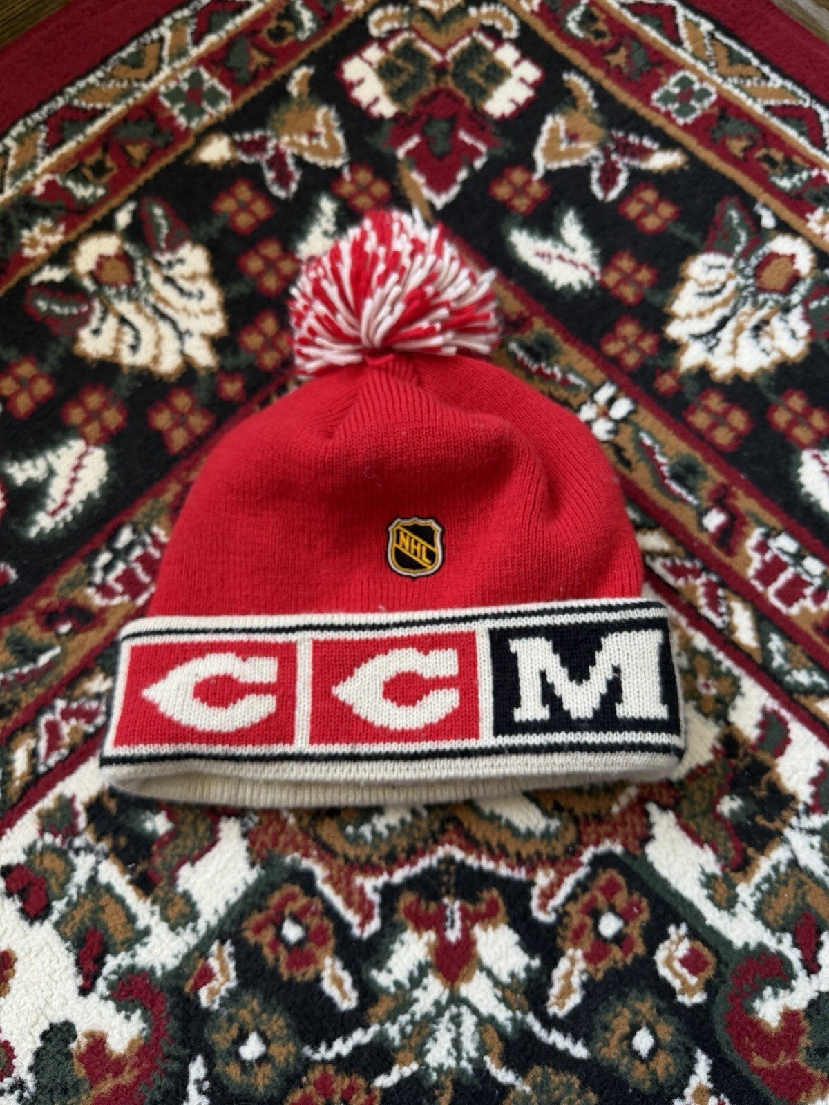 Vintage CCM Red Wings Winter Christmas Hat Excellent Condition