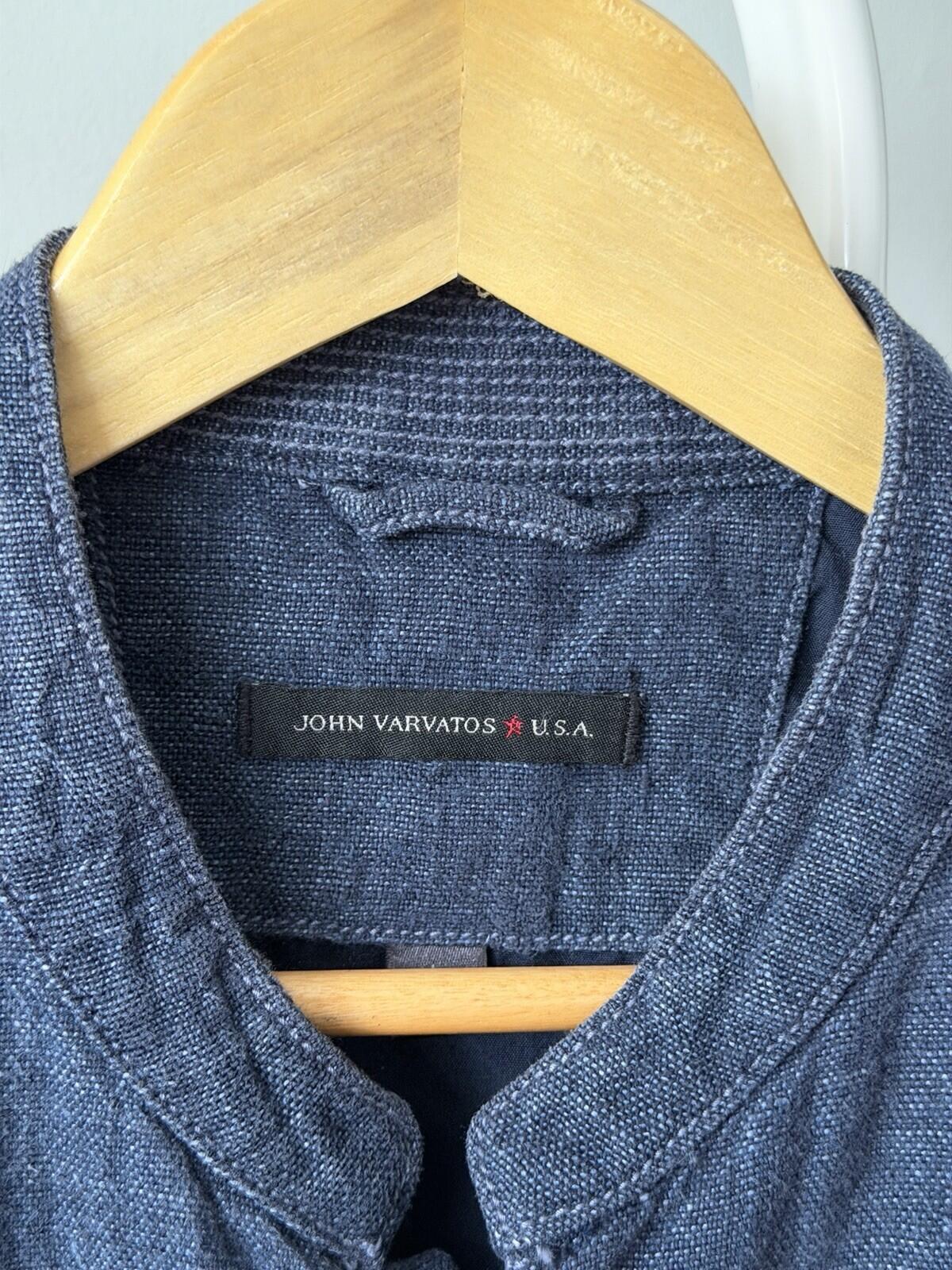 John Varvatos USA Navy Blue Military Utility Linen Jacket Size L
