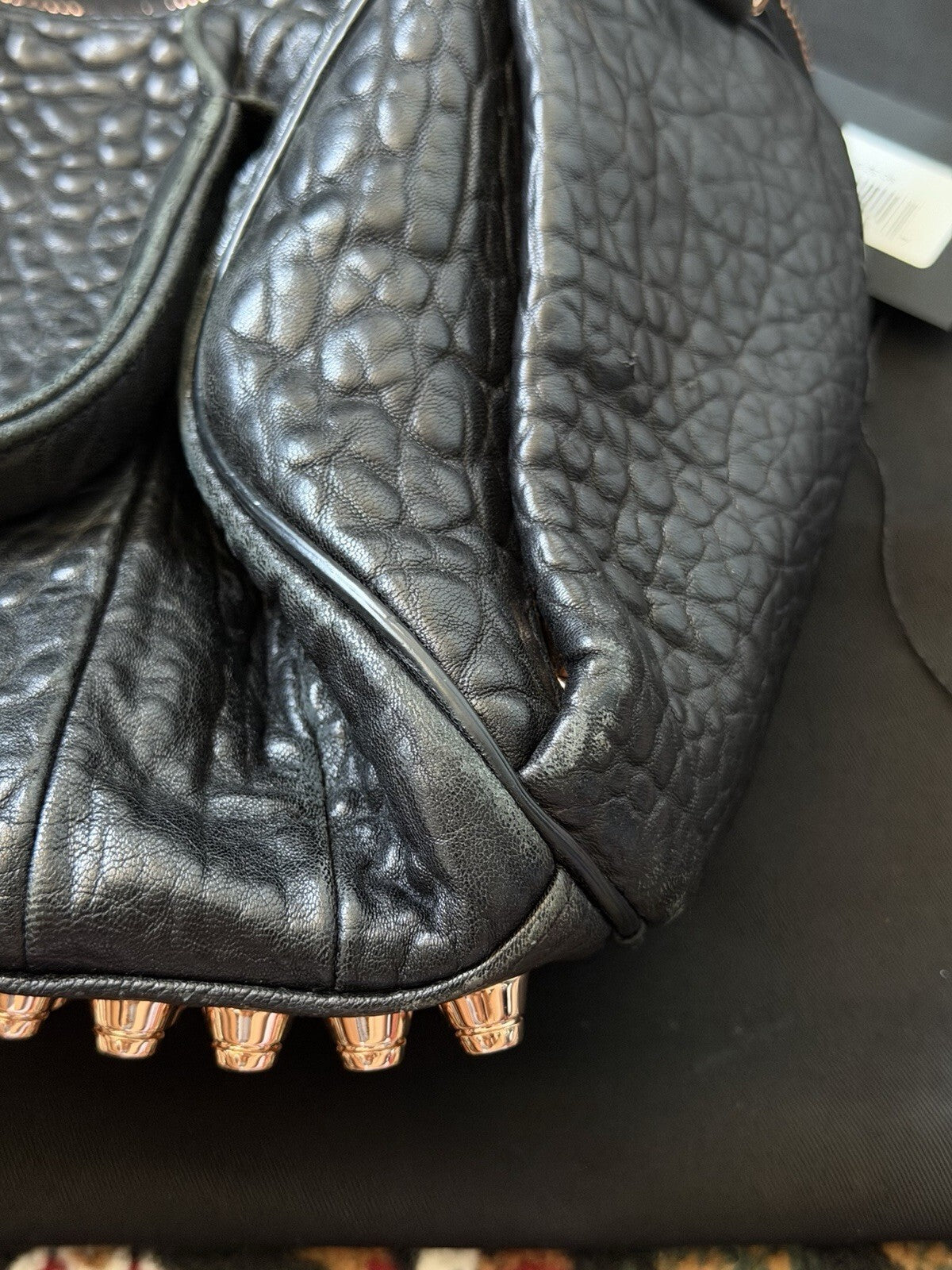 Alexander Wang Rockie Rocco Black Pebbled Lambskin Leather Satchel