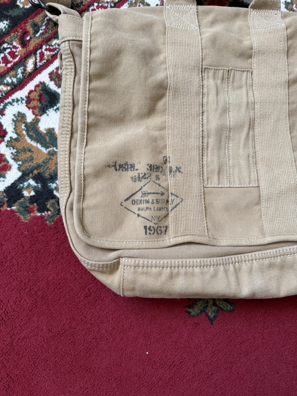 Ralph Lauren Denim & Supply Canvas Messenger Bag Military Field Safari Khaki
