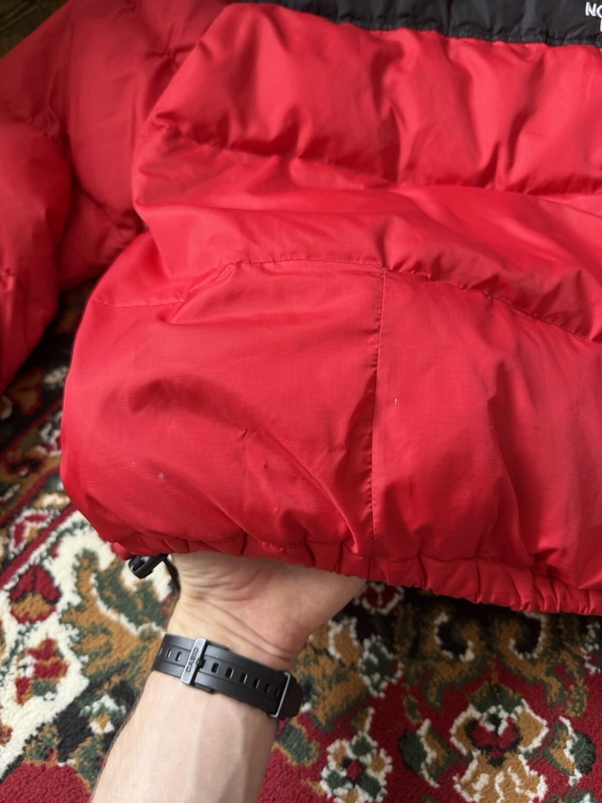 The North Face Nuptse 700 Down Puffer Jacket Red Black Size L